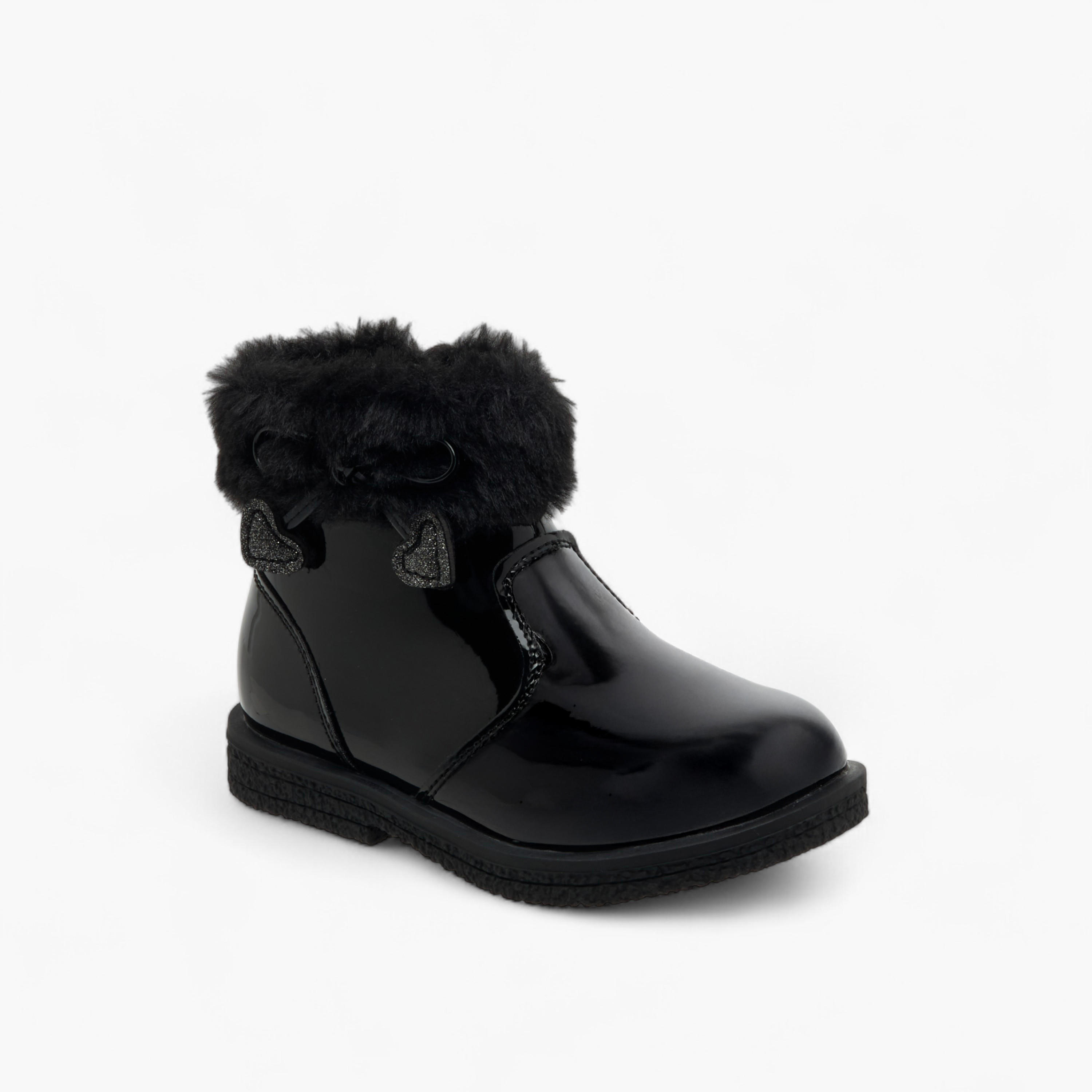 بوت طول الكاحل بزينة فرو للبنات من فلورا بيلا-girls-shoes-boots-image-2