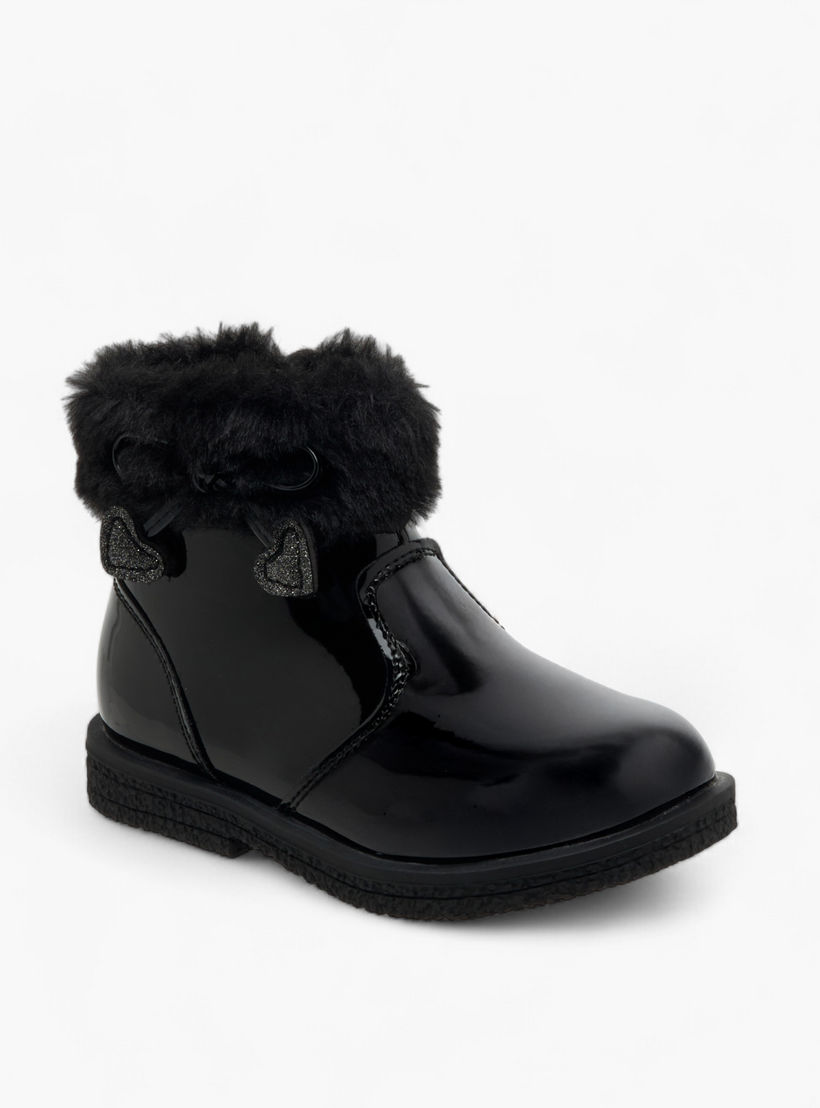 بوت طول الكاحل بزينة فرو للبنات من فلورا بيلا-girls-shoes-boots-image-2