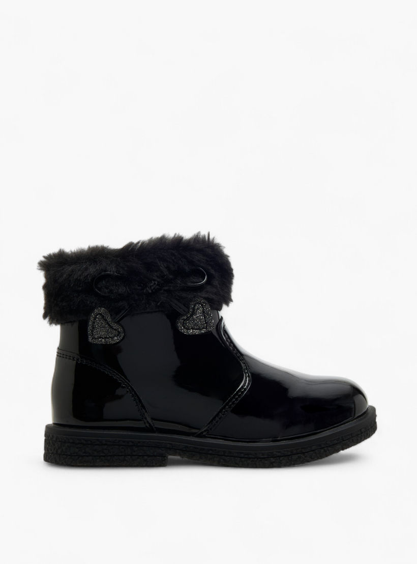 بوت طول الكاحل بزينة فرو للبنات من فلورا بيلا-girls-shoes-boots-image-3