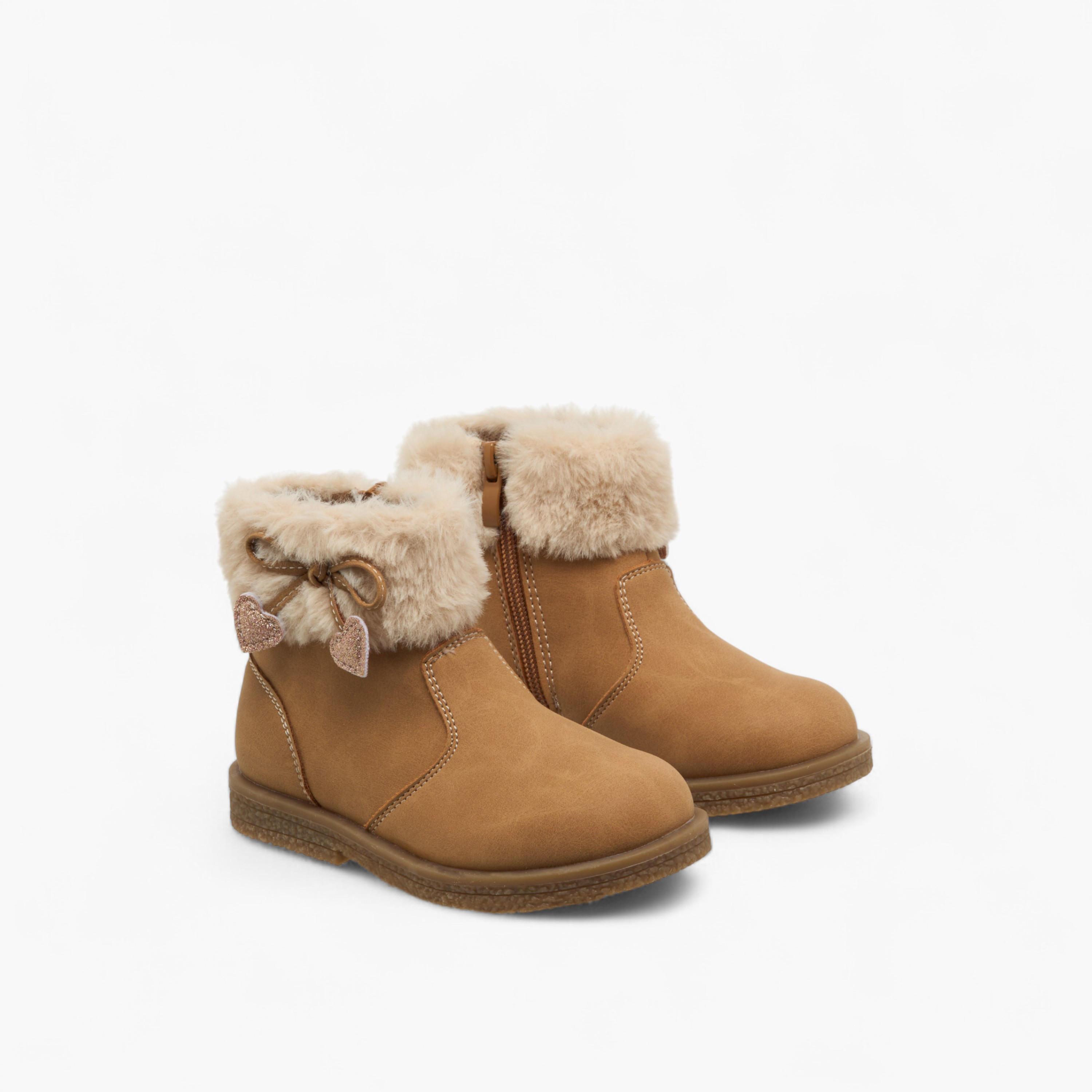 بوت طول الكاحل بزينة فرو للبنات من فلورا بيلا-girls-shoes-boots-image-1