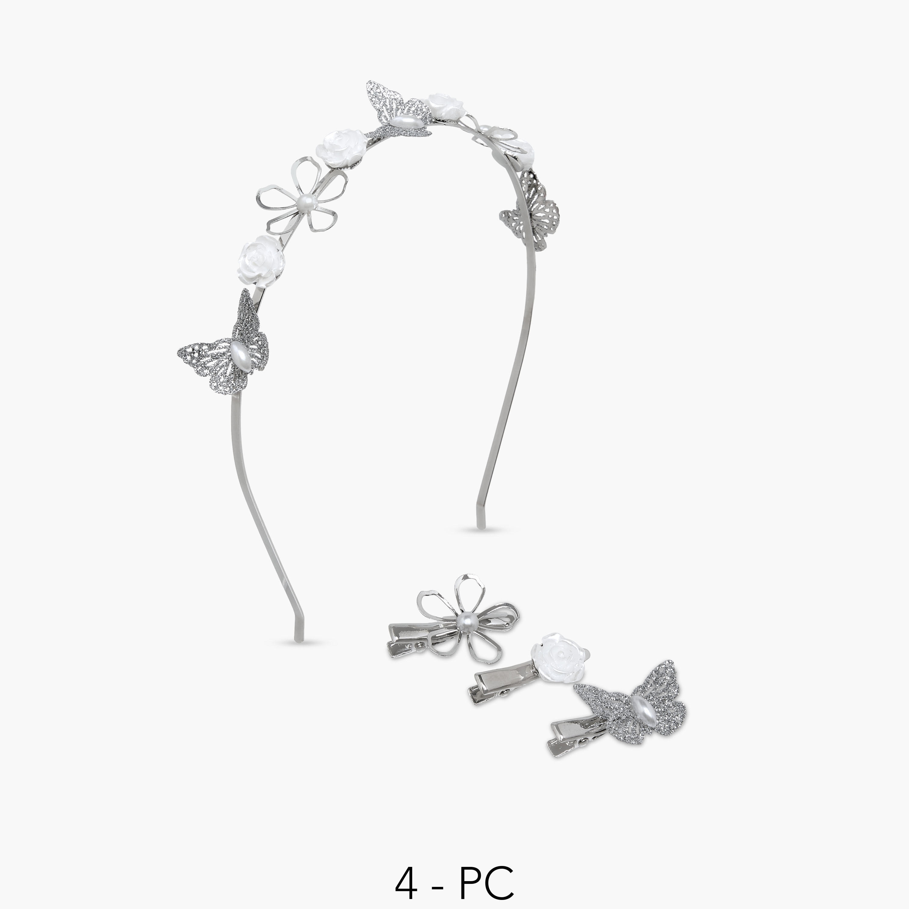 شريطة ومشابك شعر مزينة من فلورا بيلا - عبوة 4 قطع-girls-accessories-hairaccessories-image-1