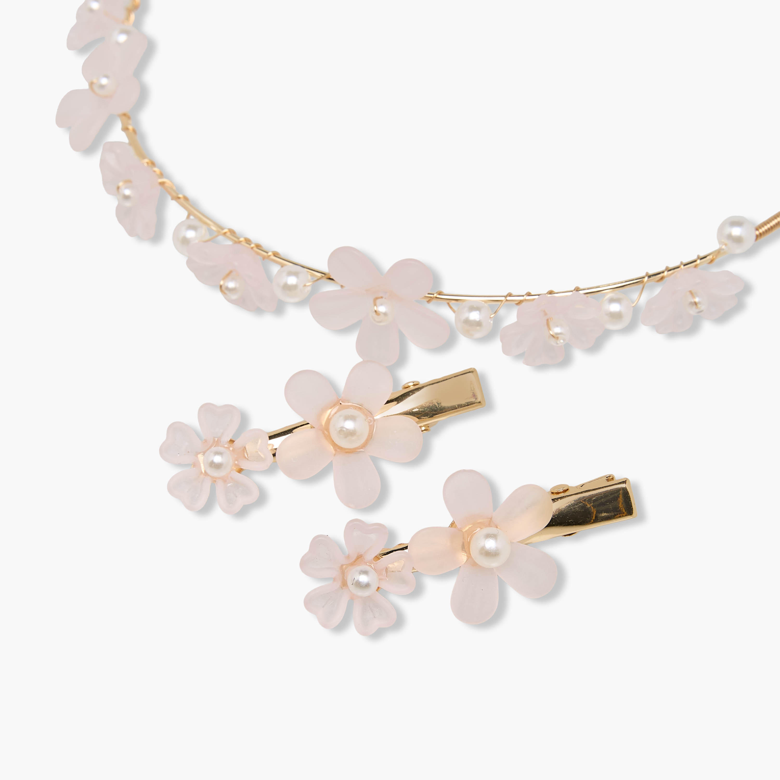 طوق ومشابك شعر بتزيينات زهرية من فلورا بيلا - مجموعة من 3 قطع-girls-accessories-hairaccessories-image-6