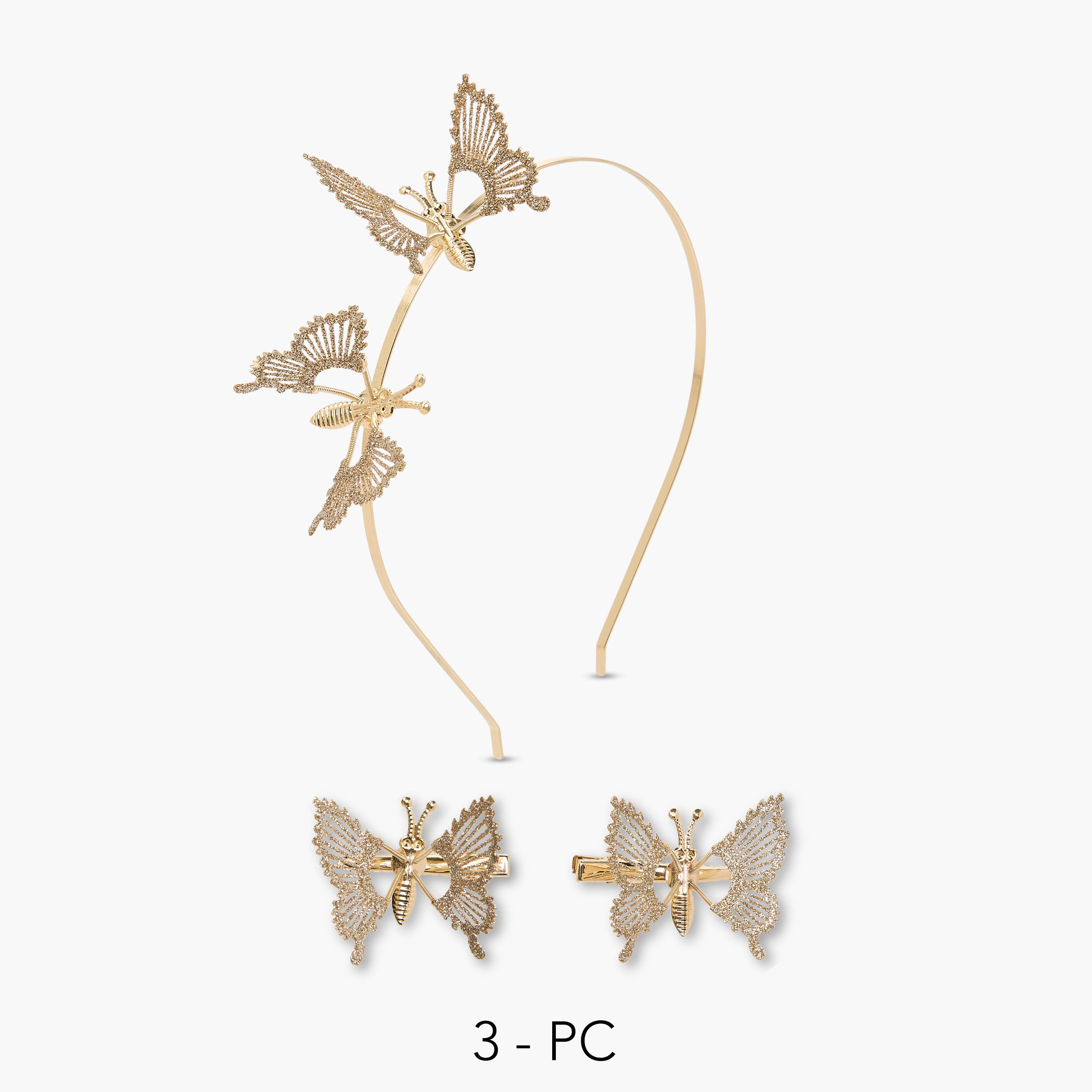 Pack of 3 Flora Bella Hairband and Hair Clip with Butterfly Embellishment-girls-accessories-hairaccessories-image-1