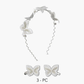 Pack of 3 Flora Bella Hairband and Hair Clip with Butterfly Embellishment-girls-accessories-image-1