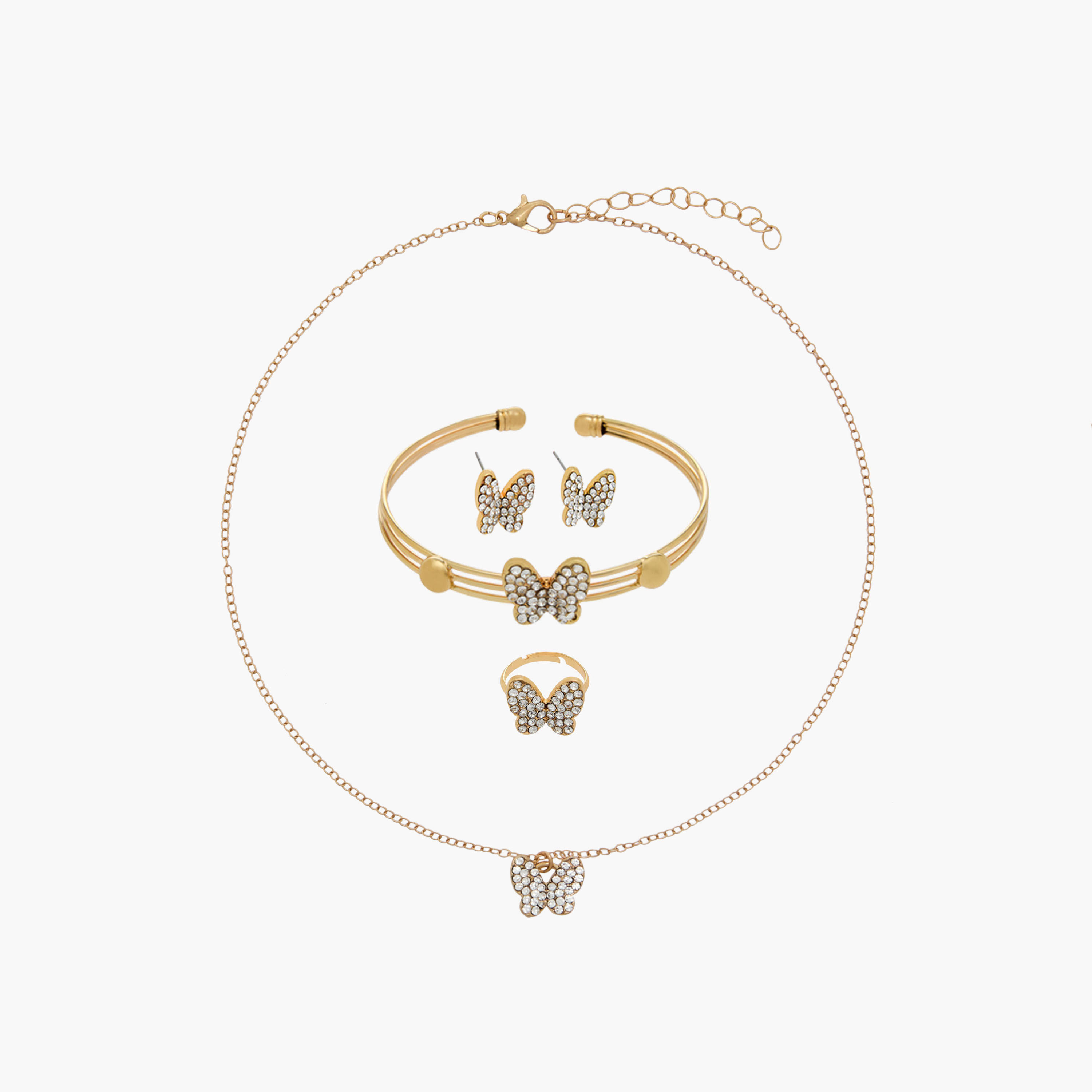 طقم من 4 قطع مجوهرات بتصميم فراشة مزينة من فلورا بيلا-girls-accessories-jewellery-image-1