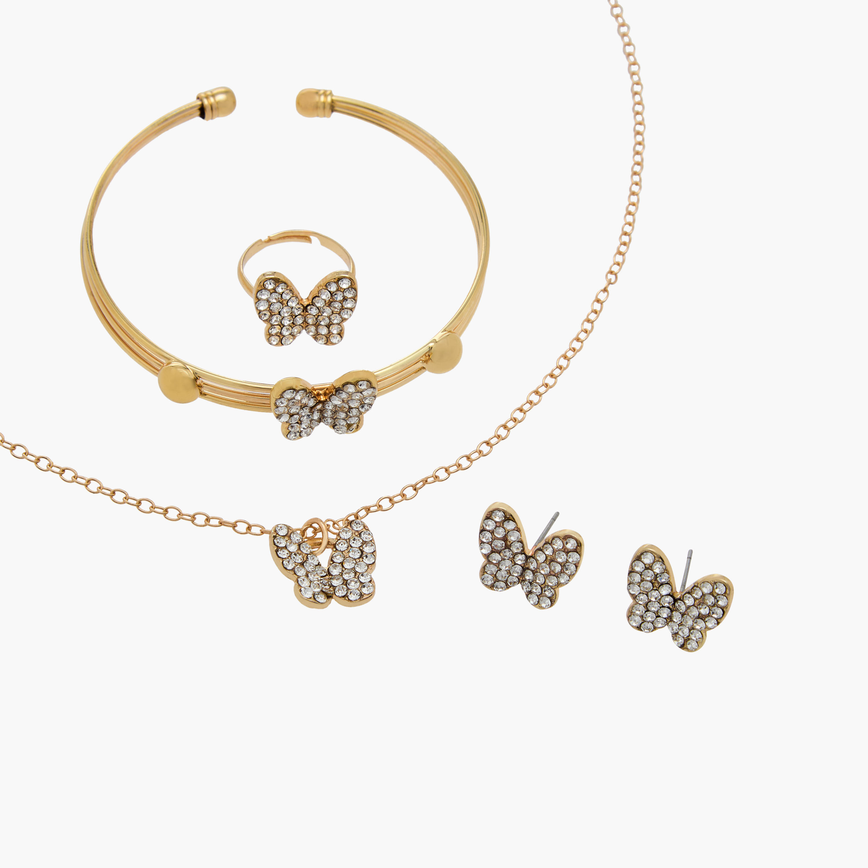 طقم من 4 قطع مجوهرات بتصميم فراشة مزينة من فلورا بيلا-girls-accessories-jewellery-image-5