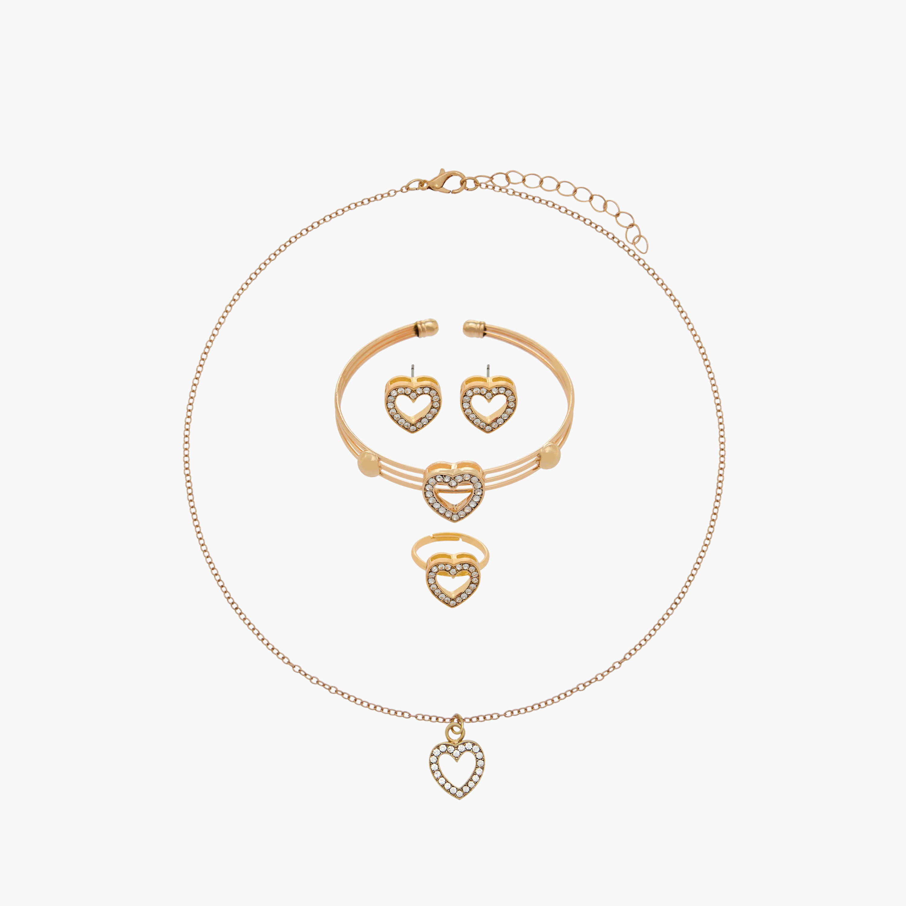Set of 4 Flora Bella Jewellery Set with Embellished Heart Design-girls-accessories-jewellery-image-1