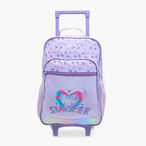 Flora Bella Heart Print School Trolley Backpack with Retractable Handle - 30x16x44 cms-school-image-1