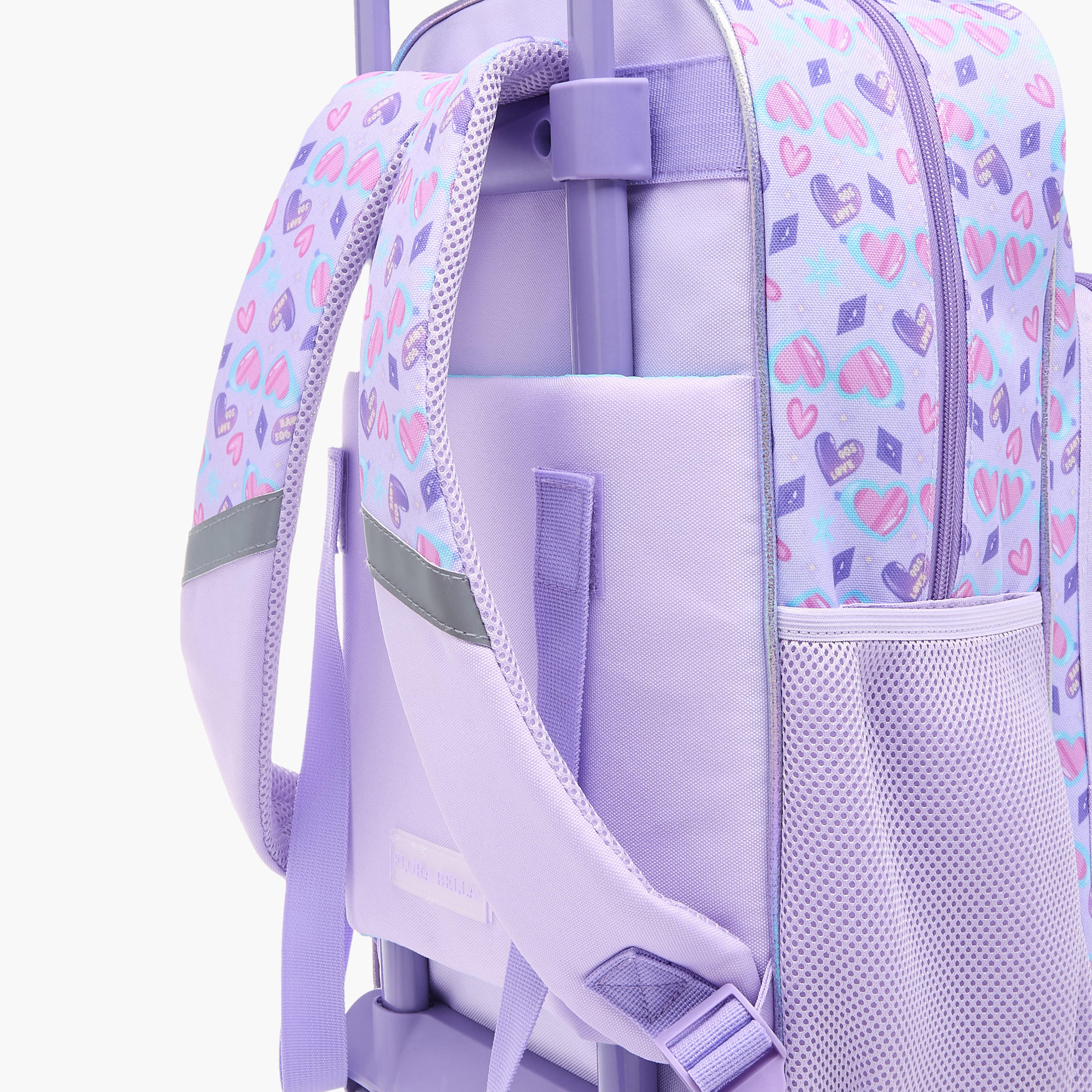Flora Bella Heart Print School Trolley Backpack with Retractable Handle - 30x16x44 cms-school-bagsandbackpacks-trolleybags-image-10