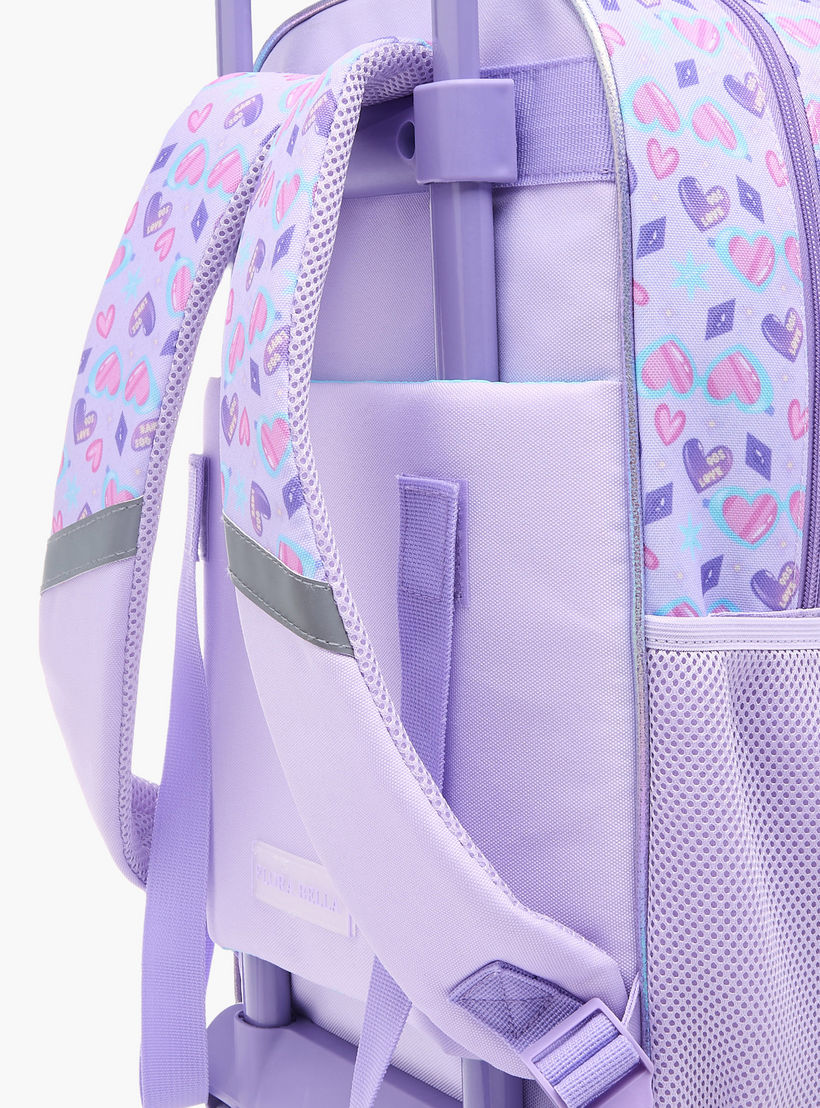 Flora Bella Heart Print School Trolley Backpack with Retractable Handle - 30x16x44 cms-school-bagsandbackpacks-trolleybags-image-10