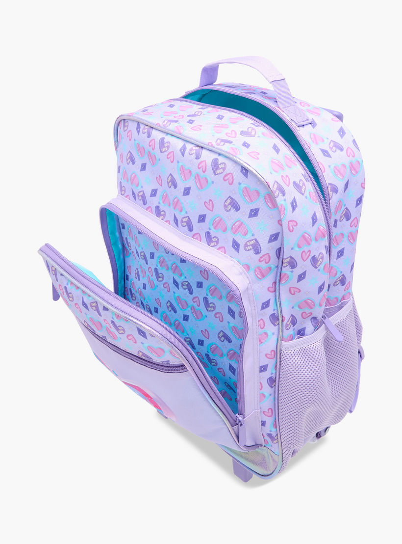 Flora Bella Heart Print School Trolley Backpack with Retractable Handle - 30x16x44 cms-school-bagsandbackpacks-trolleybags-image-13
