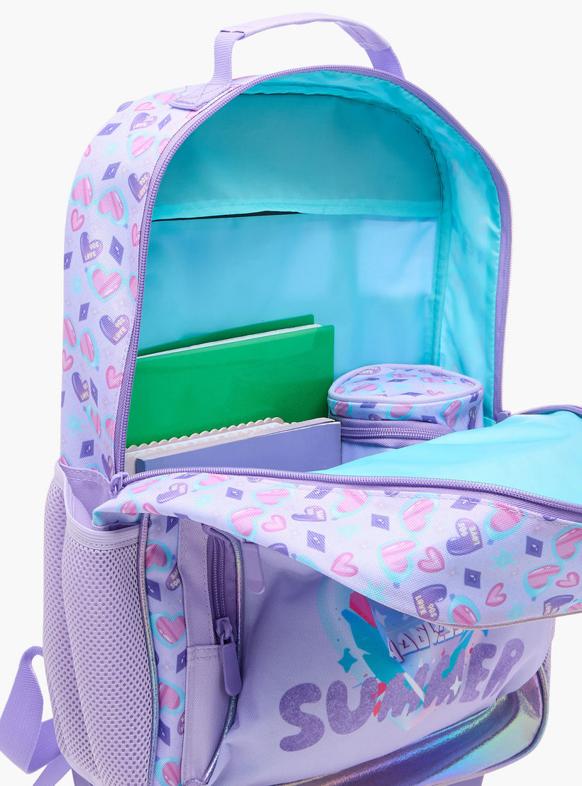 Flora Bella Heart Print School Trolley Backpack with Retractable Handle - 30x16x44 cms-school-bagsandbackpacks-trolleybags-image-14