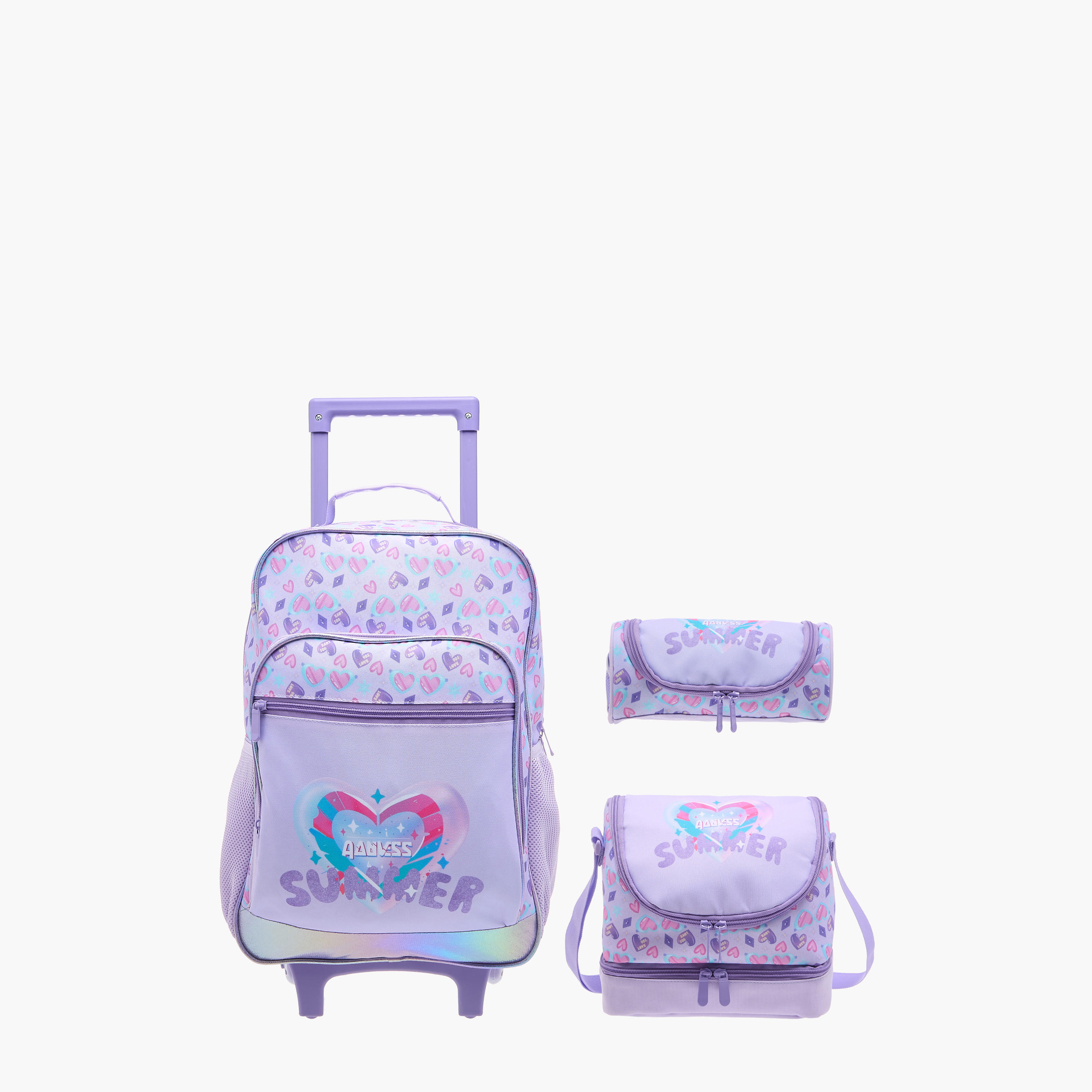 Flora Bella Heart Print School Trolley Backpack with Retractable Handle - 30x16x44 cms-school-bagsandbackpacks-trolleybags-image-15
