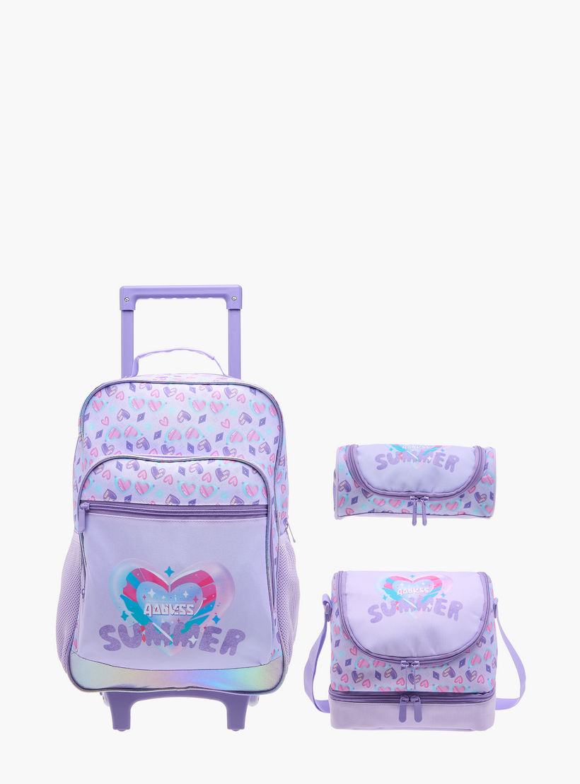 Flora Bella Heart Print School Trolley Backpack with Retractable Handle - 30x16x44 cms-school-bagsandbackpacks-trolleybags-image-15