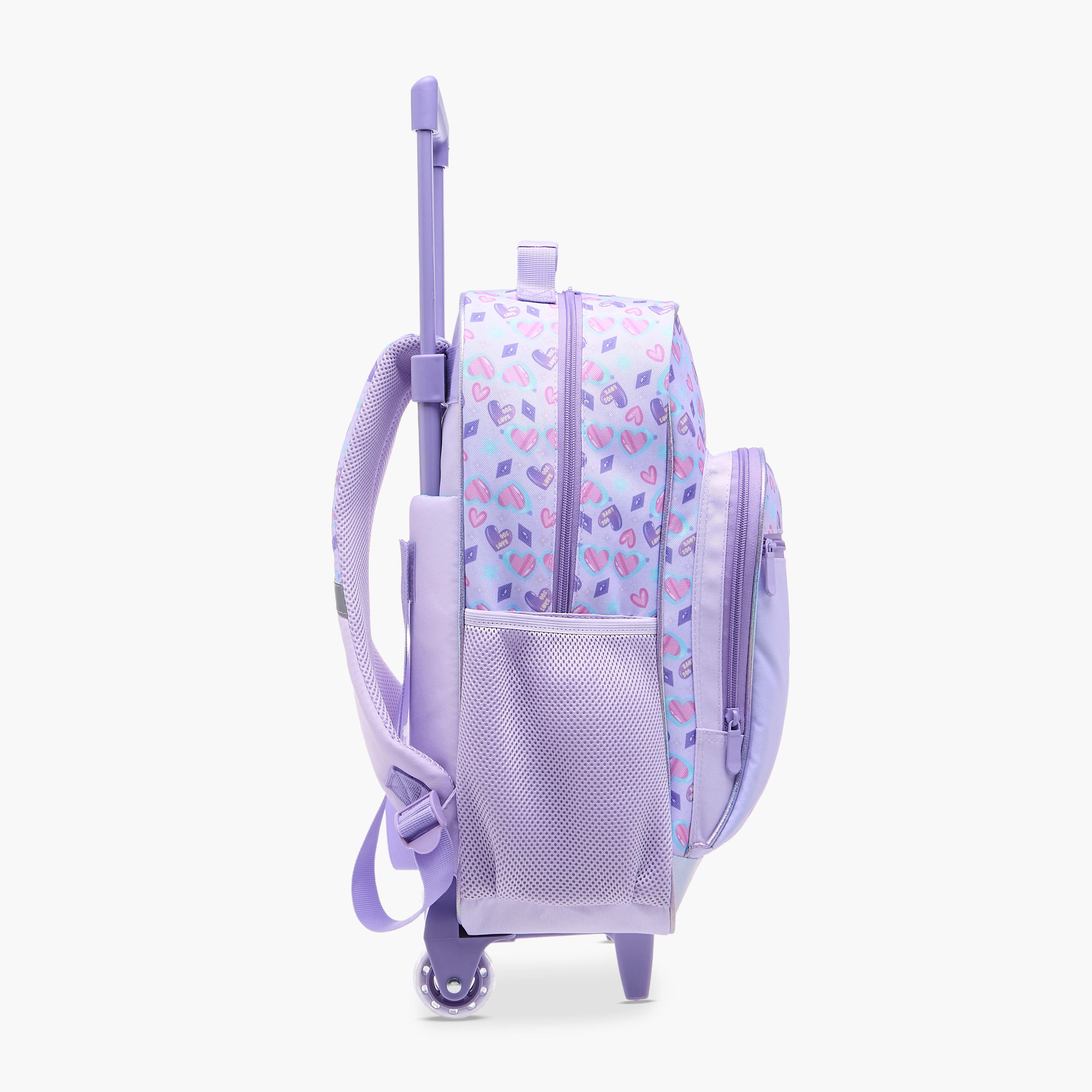 Flora Bella Heart Print School Trolley Backpack with Retractable Handle - 30x16x44 cms-school-bagsandbackpacks-trolleybags-image-3