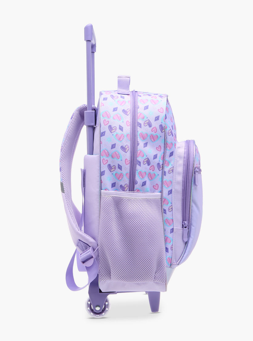 Flora Bella Heart Print School Trolley Backpack with Retractable Handle - 30x16x44 cms-school-bagsandbackpacks-trolleybags-image-3