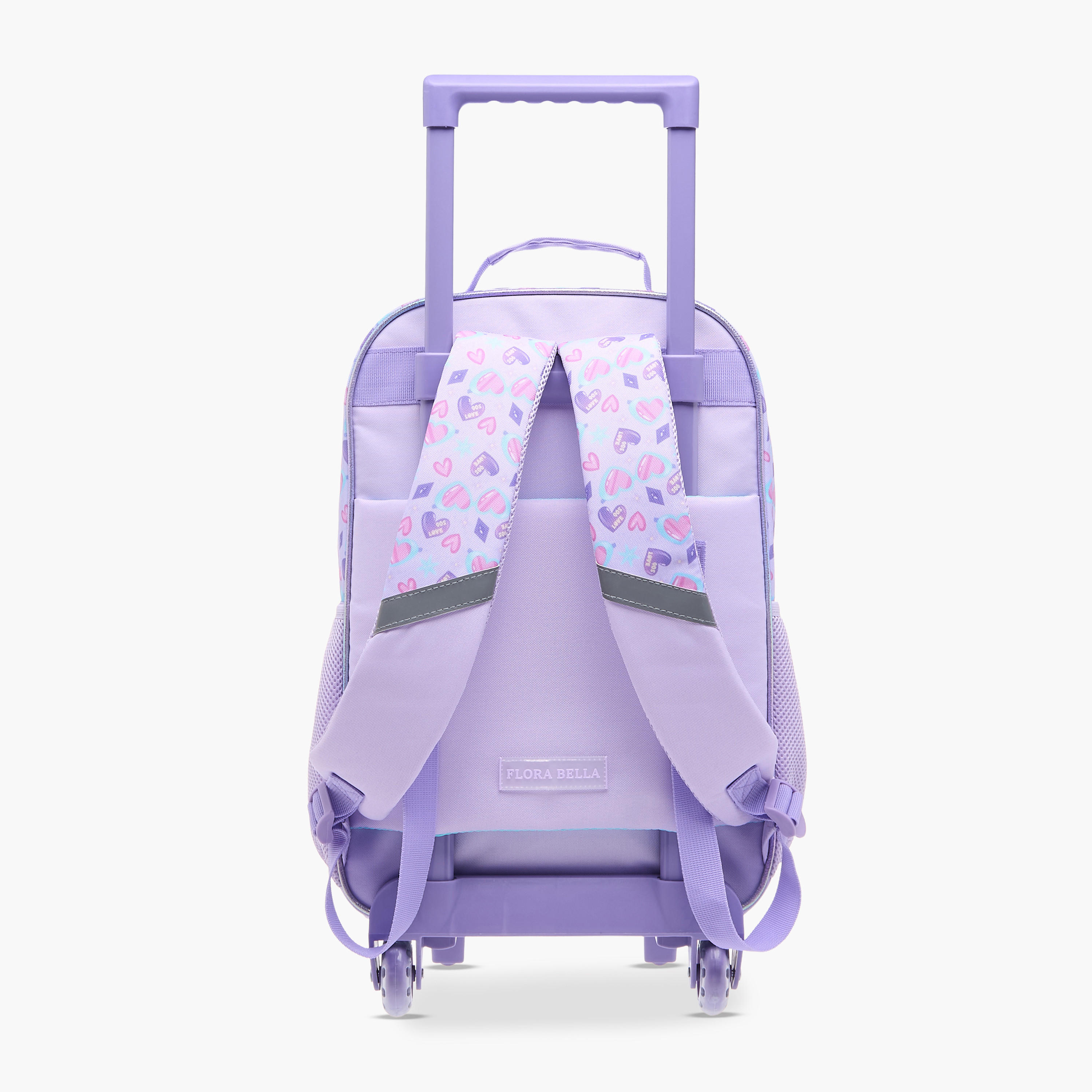 Flora Bella Heart Print School Trolley Backpack with Retractable Handle - 30x16x44 cms-school-bagsandbackpacks-trolleybags-image-5