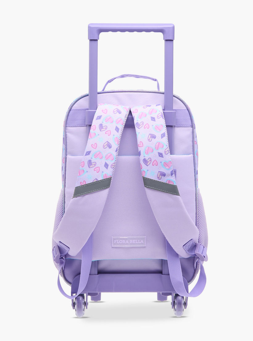 Flora Bella Heart Print School Trolley Backpack with Retractable Handle - 30x16x44 cms-school-bagsandbackpacks-trolleybags-image-5