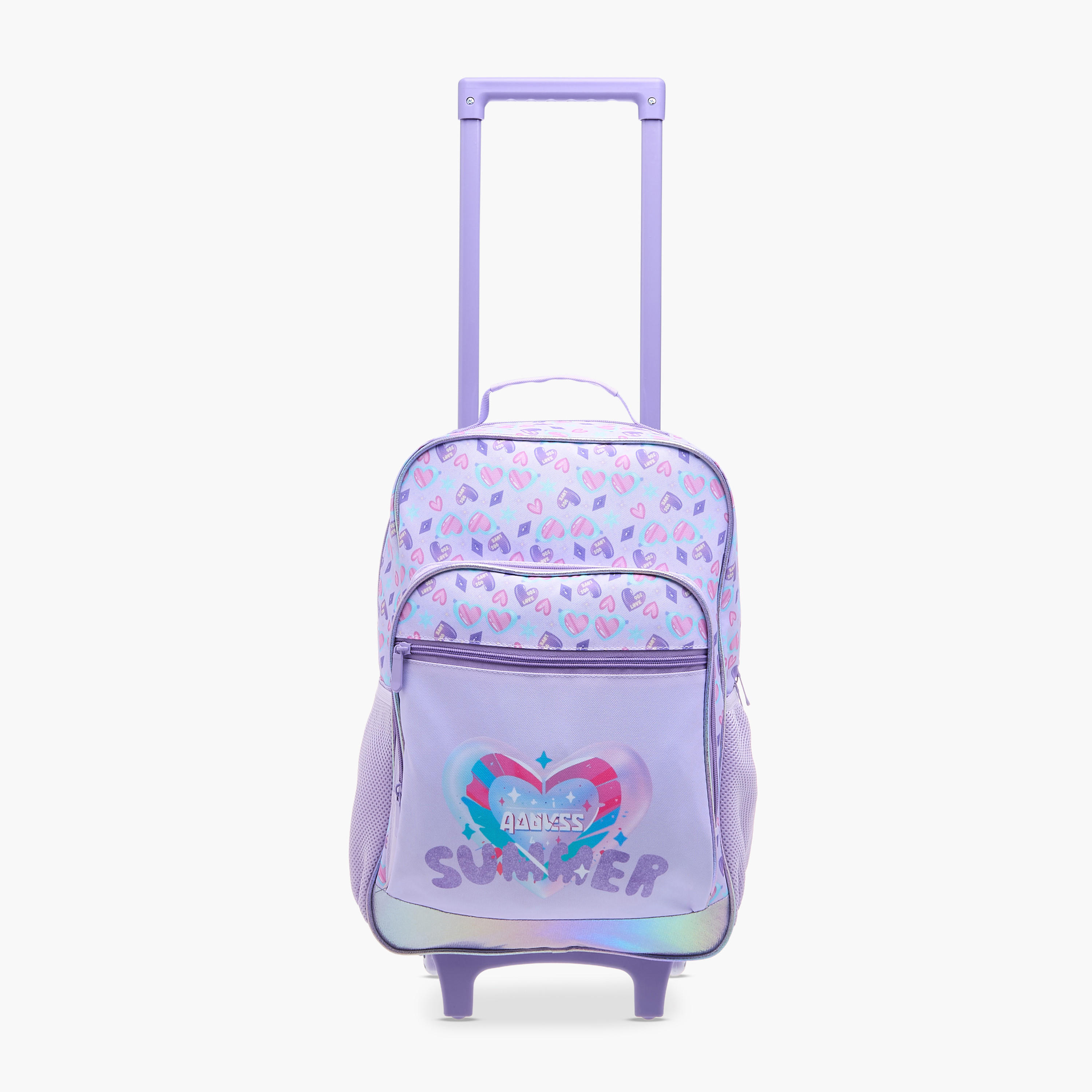 Flora Bella Heart Print School Trolley Backpack with Retractable Handle - 30x16x44 cms-school-bagsandbackpacks-trolleybags-image-6