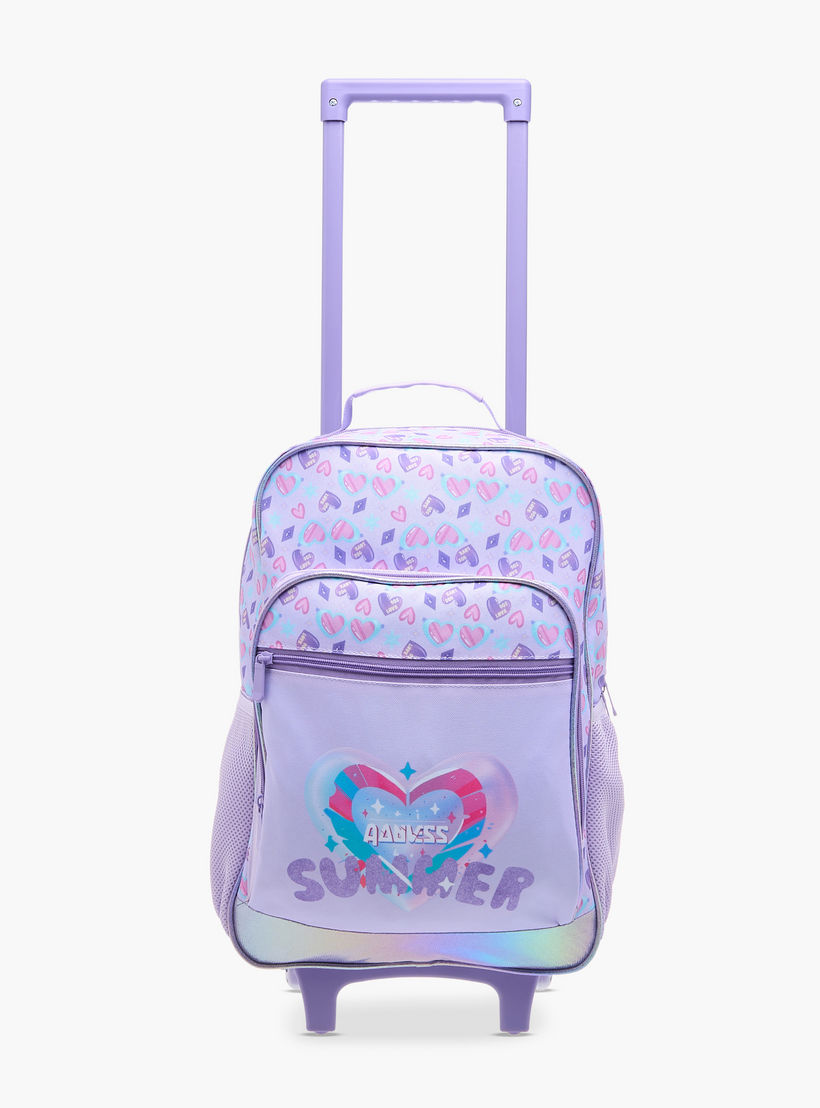 Flora Bella Heart Print School Trolley Backpack with Retractable Handle - 30x16x44 cms-school-bagsandbackpacks-trolleybags-image-6