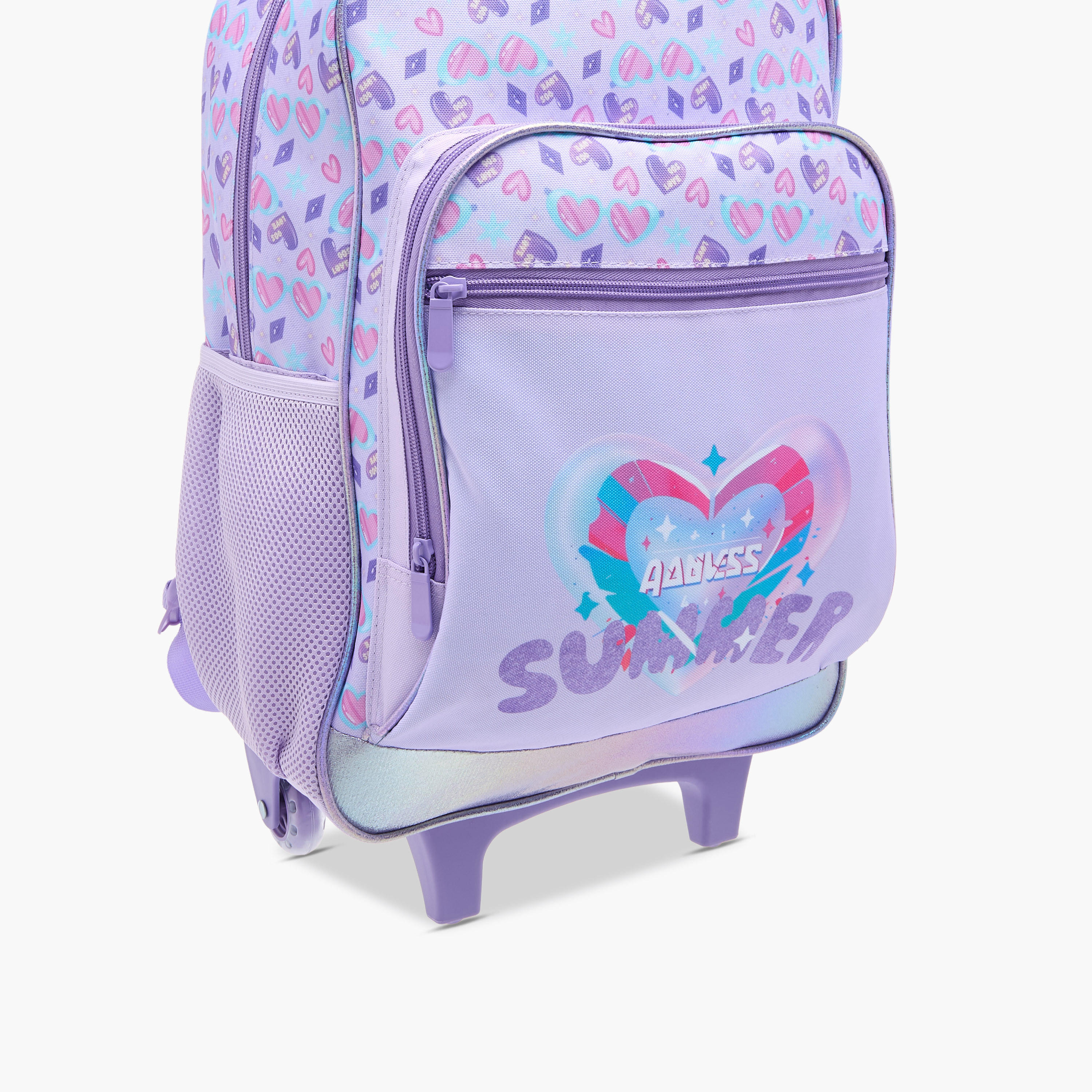 Flora Bella Heart Print School Trolley Backpack with Retractable Handle - 30x16x44 cms-school-bagsandbackpacks-trolleybags-image-7