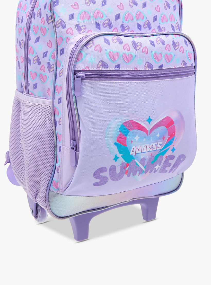 Flora Bella Heart Print School Trolley Backpack with Retractable Handle - 30x16x44 cms-school-bagsandbackpacks-trolleybags-image-7