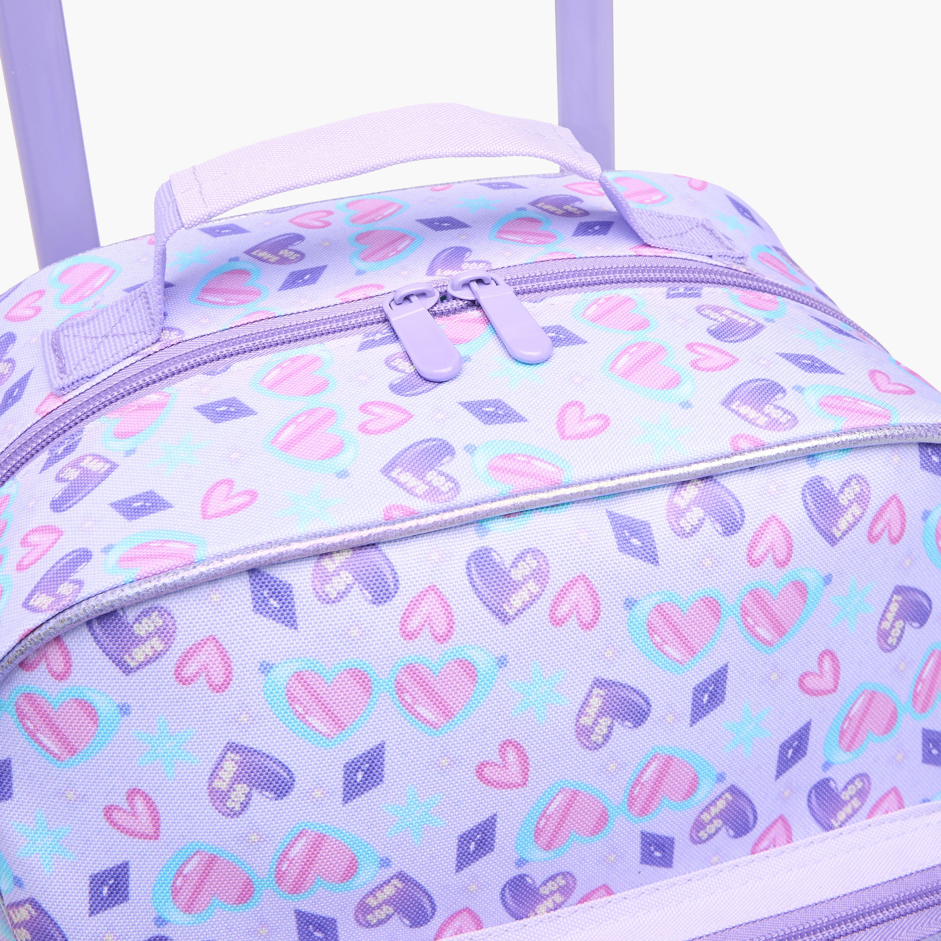 Flora Bella Heart Print School Trolley Backpack with Retractable Handle - 30x16x44 cms-school-bagsandbackpacks-trolleybags-image-8