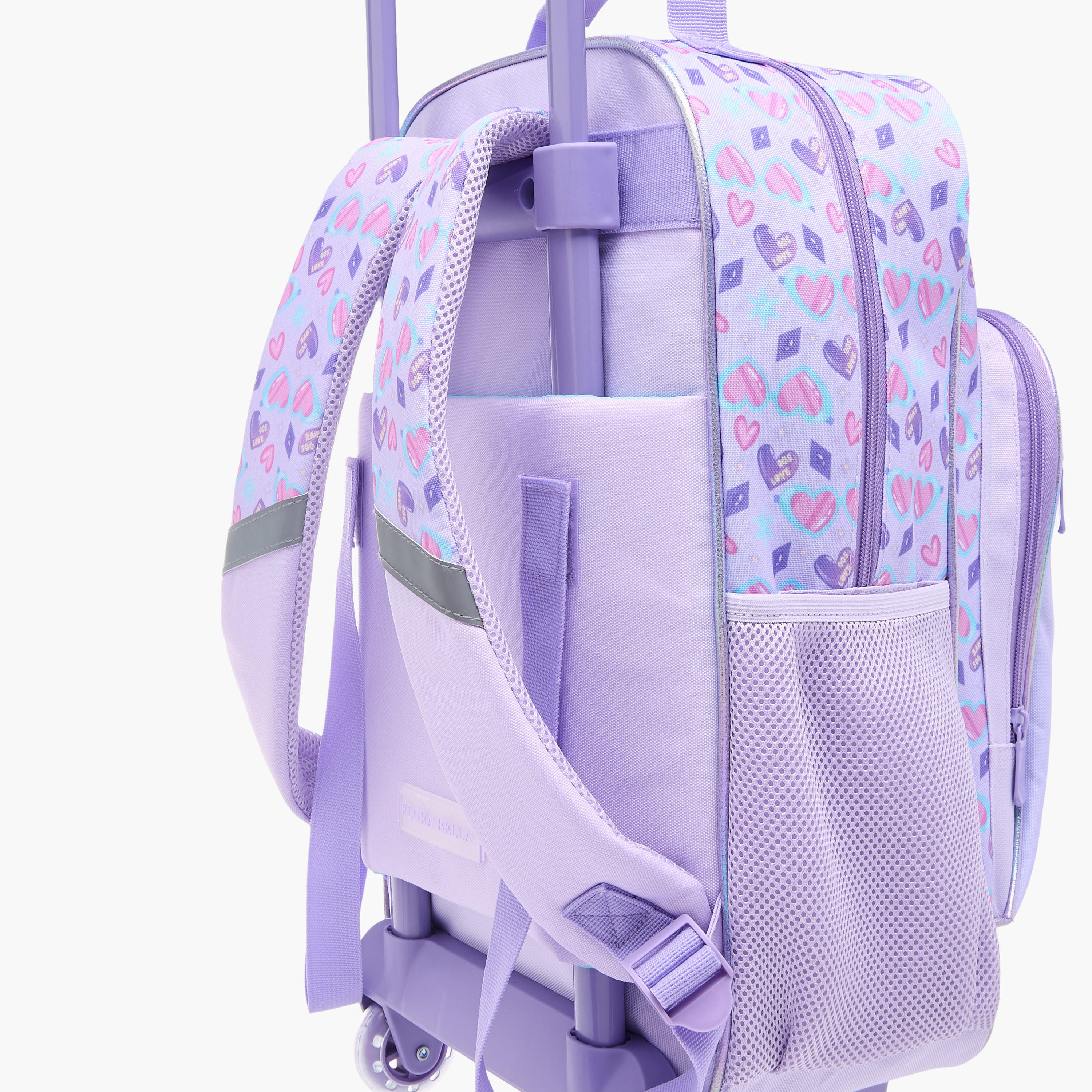Flora Bella Heart Print School Trolley Backpack with Retractable Handle - 30x16x44 cms-school-bagsandbackpacks-trolleybags-image-9