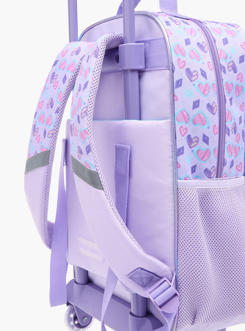 Flora Bella Heart Print School Trolley Backpack with Retractable Handle - 30x16x44 cms-school-bagsandbackpacks-trolleybags-image-9