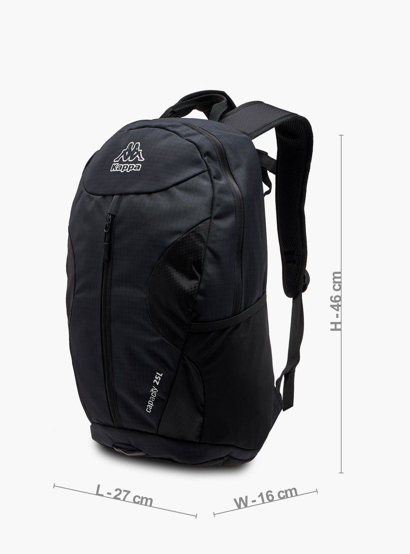 Kappa Logo Print Backpack with Adjustable Straps and Zip Closure - 16x27x46 cm-women-bagsandwallets-backpacks-image-2