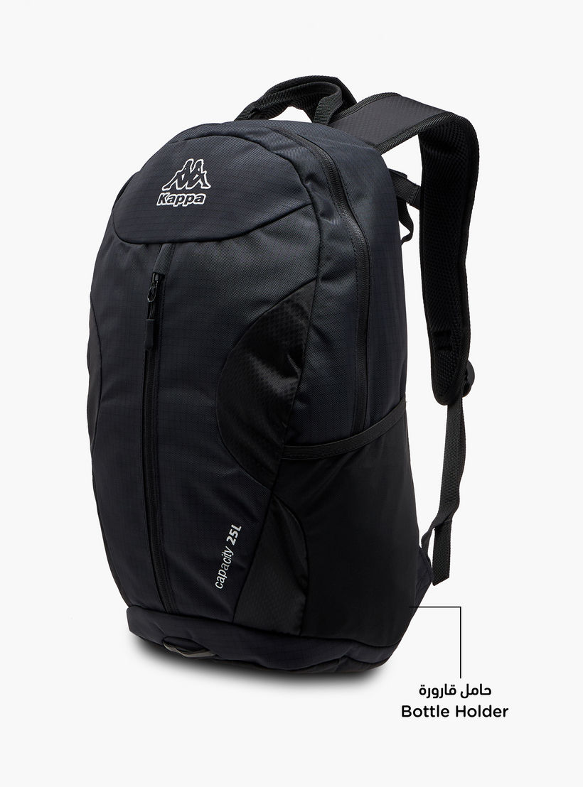 Kappa Logo Print Backpack with Adjustable Straps and Zip Closure - 16x27x46 cm-women-bagsandwallets-backpacks-image-6