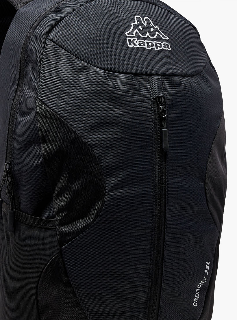 Kappa Logo Print Backpack with Adjustable Straps and Zip Closure - 16x27x46 cm-women-bagsandwallets-backpacks-image-7