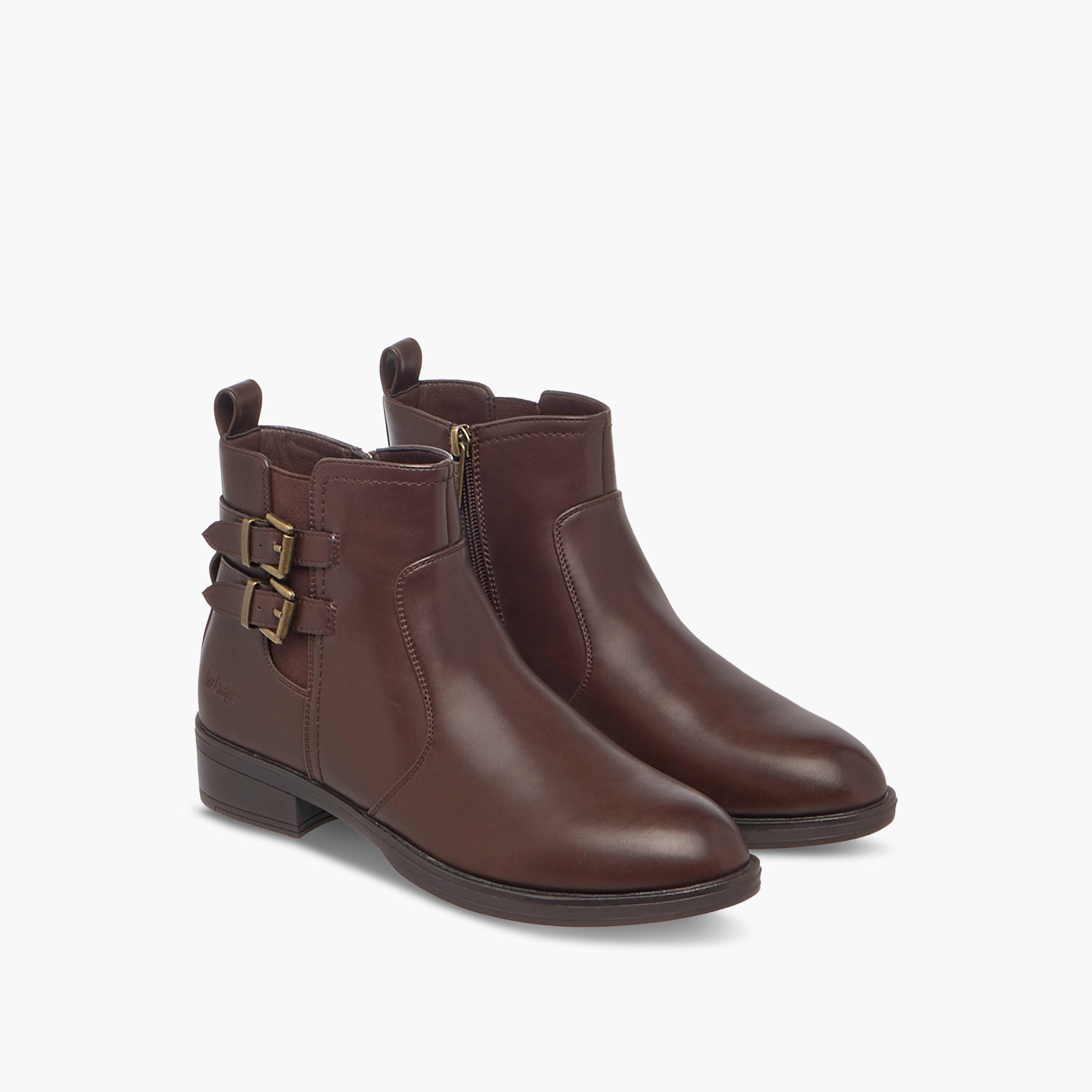 Lee Cooper Women's Solid Ankle Boots with Zip Closure-women-shoes-boots-image-1