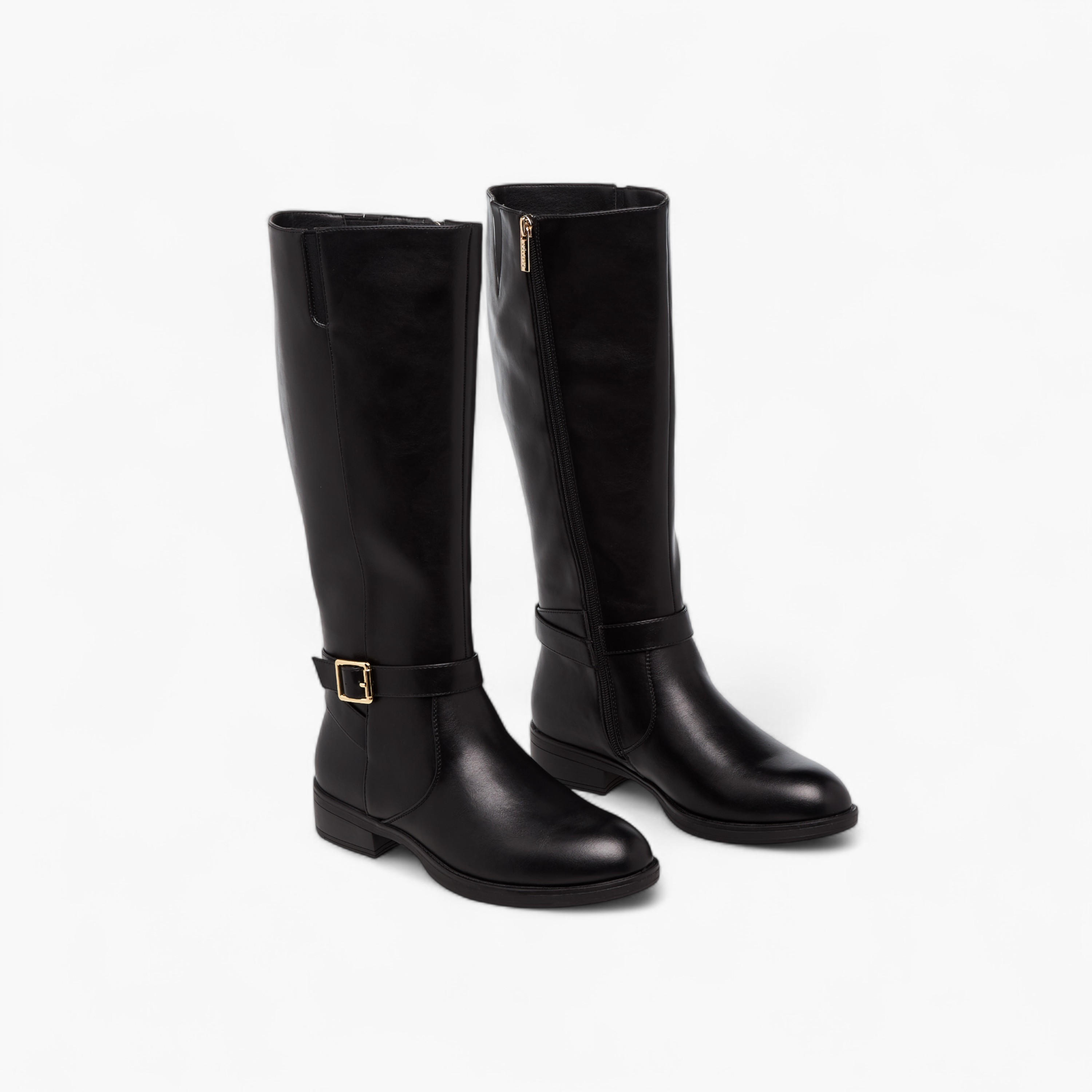 Celeste Women's Panelled High Shaft Boots with Zip Closure-women-shoes-boots-image-1