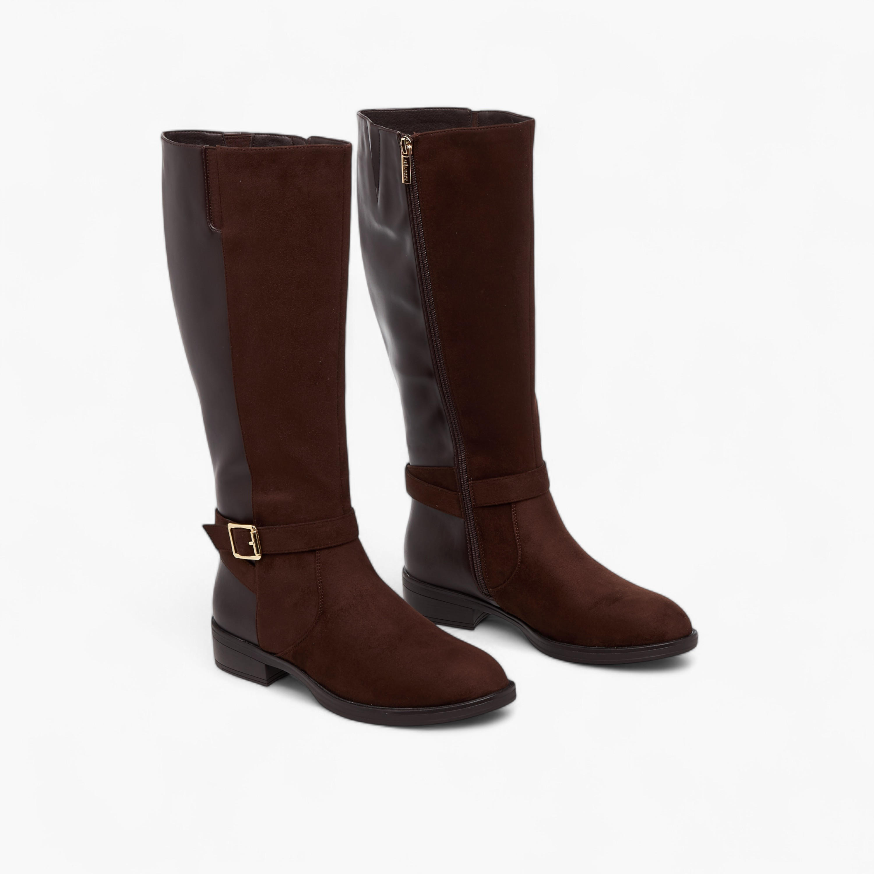 Celeste Women's Panelled High Shaft Boots with Zip Closure-women-shoes-boots-image-1