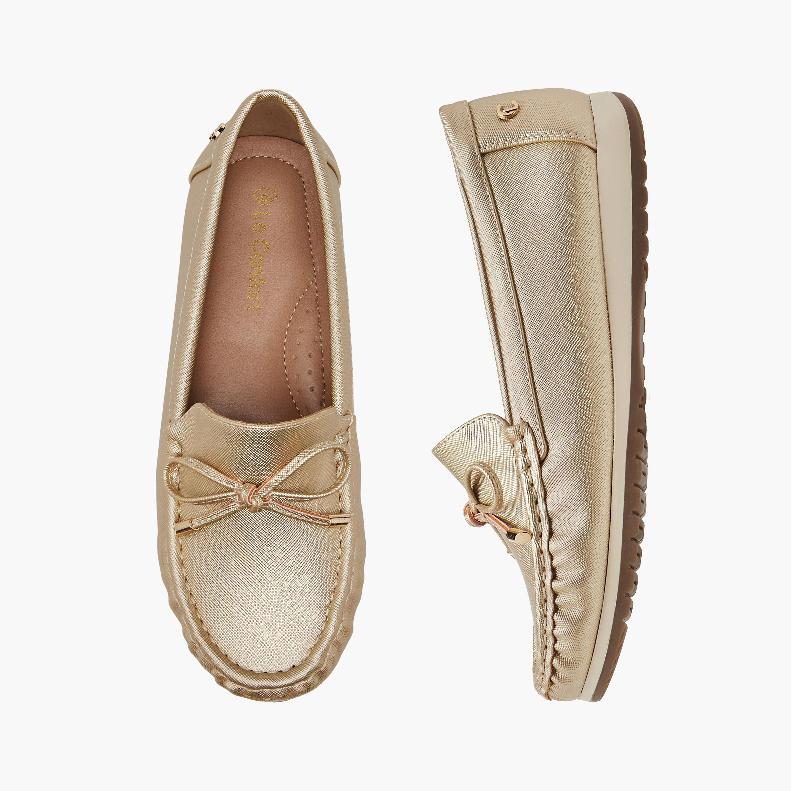 حذاء موكاسين مريح سهل الارتداء بتفاصيل فيونكة من لو كونفورت-women-shoes-flats-moccasins-image-1