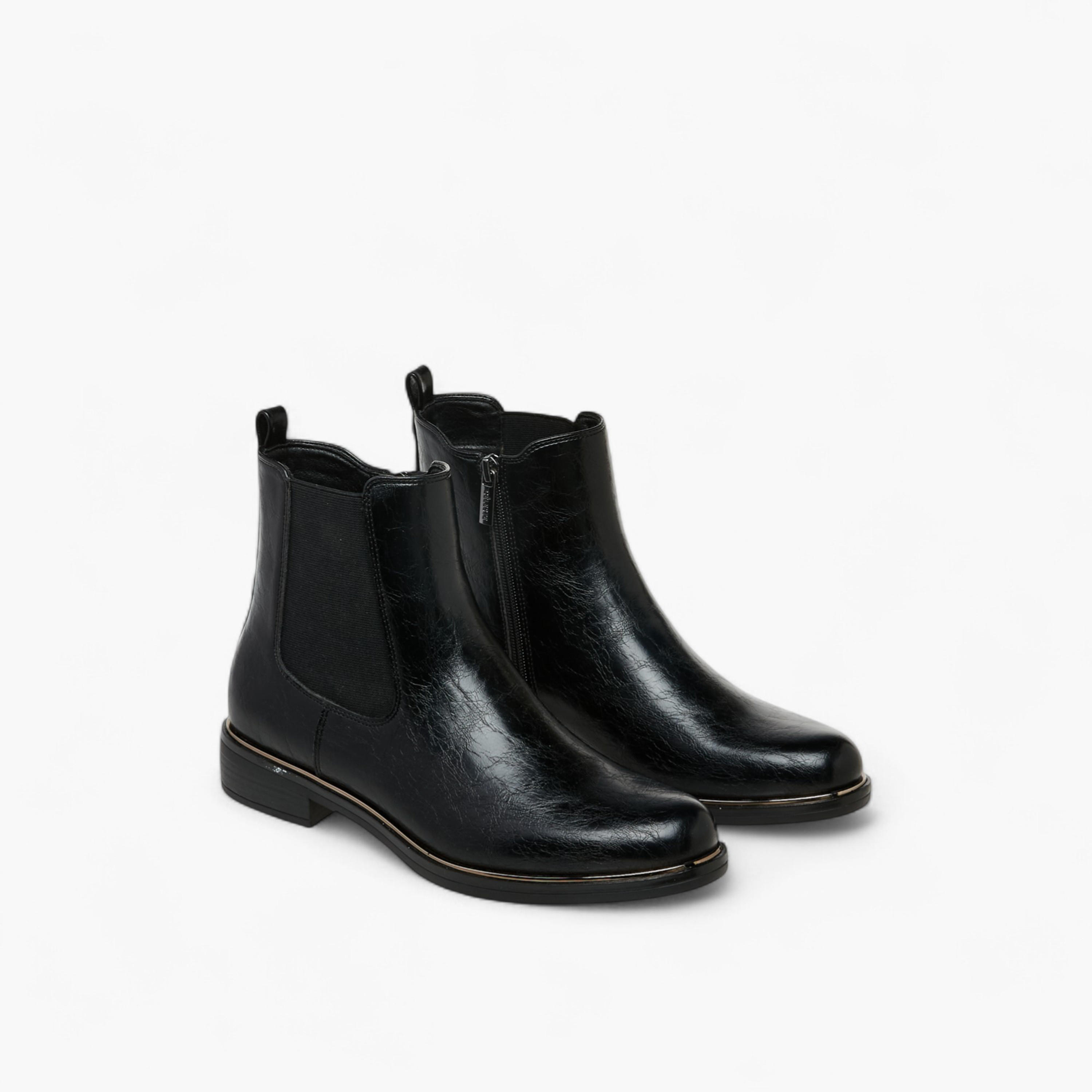 بوت كاحل سادة بسحاب إغلاق وألسنة سحب للنساء من سيليست-women-shoes-boots-image-1