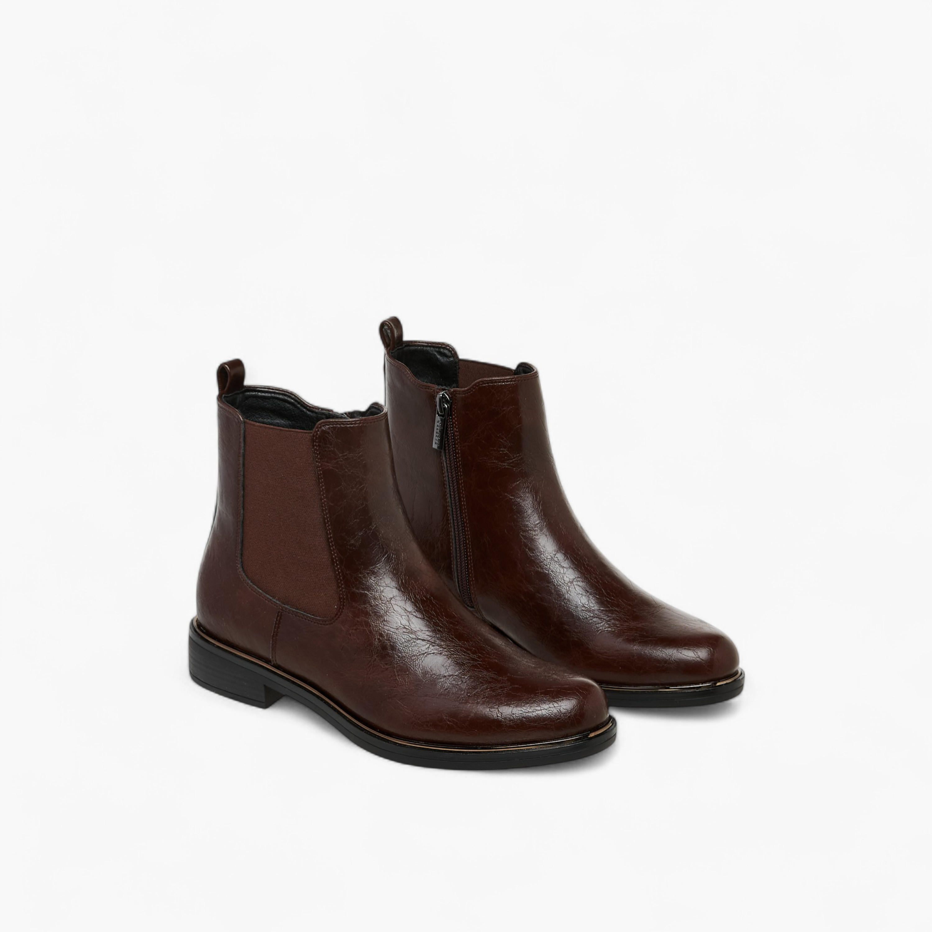 Celeste Women's Solid Ankle Boots with Zip Closure and Pull Tabs-women-shoes-boots-image-1