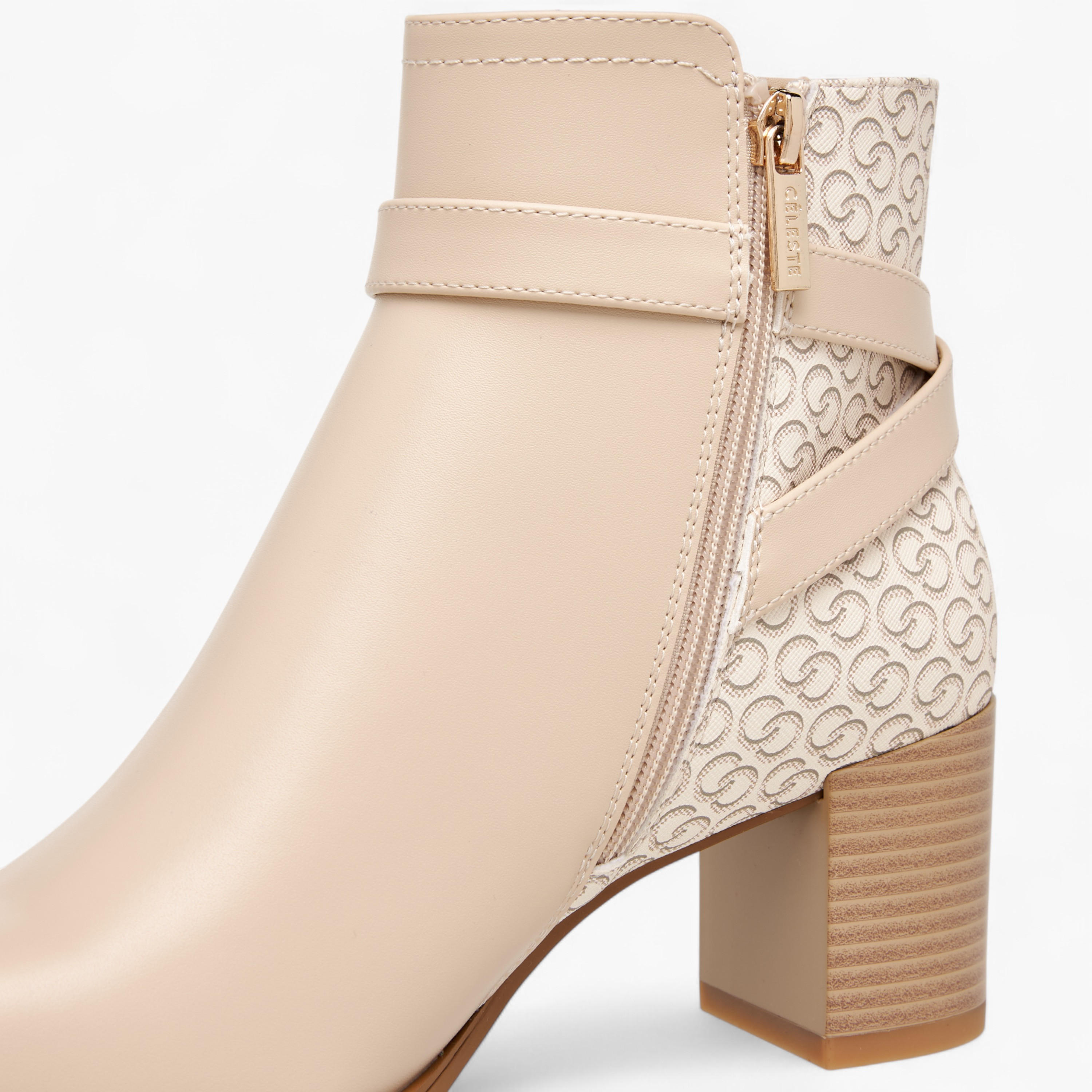 Celeste Women's Monogram Print Ankle Boots with Block Heel-women-shoes-boots-image-5