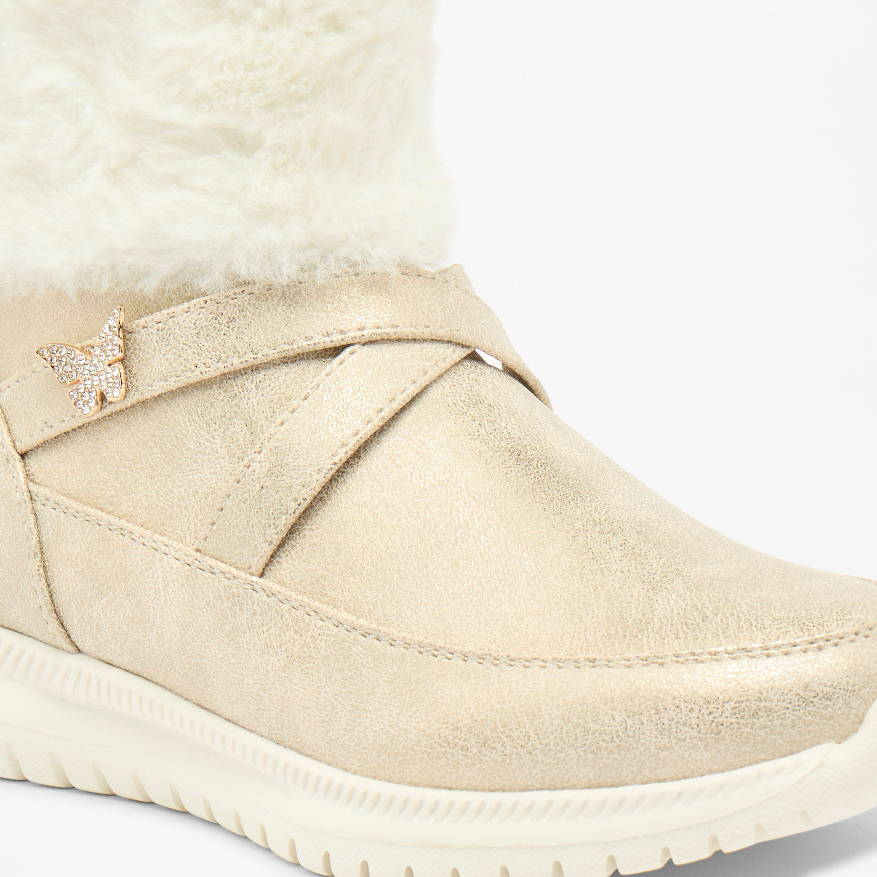 Flora Bella Plush Detail High Cut Boots with Zip Closure-girls-shoes-boots-image-5