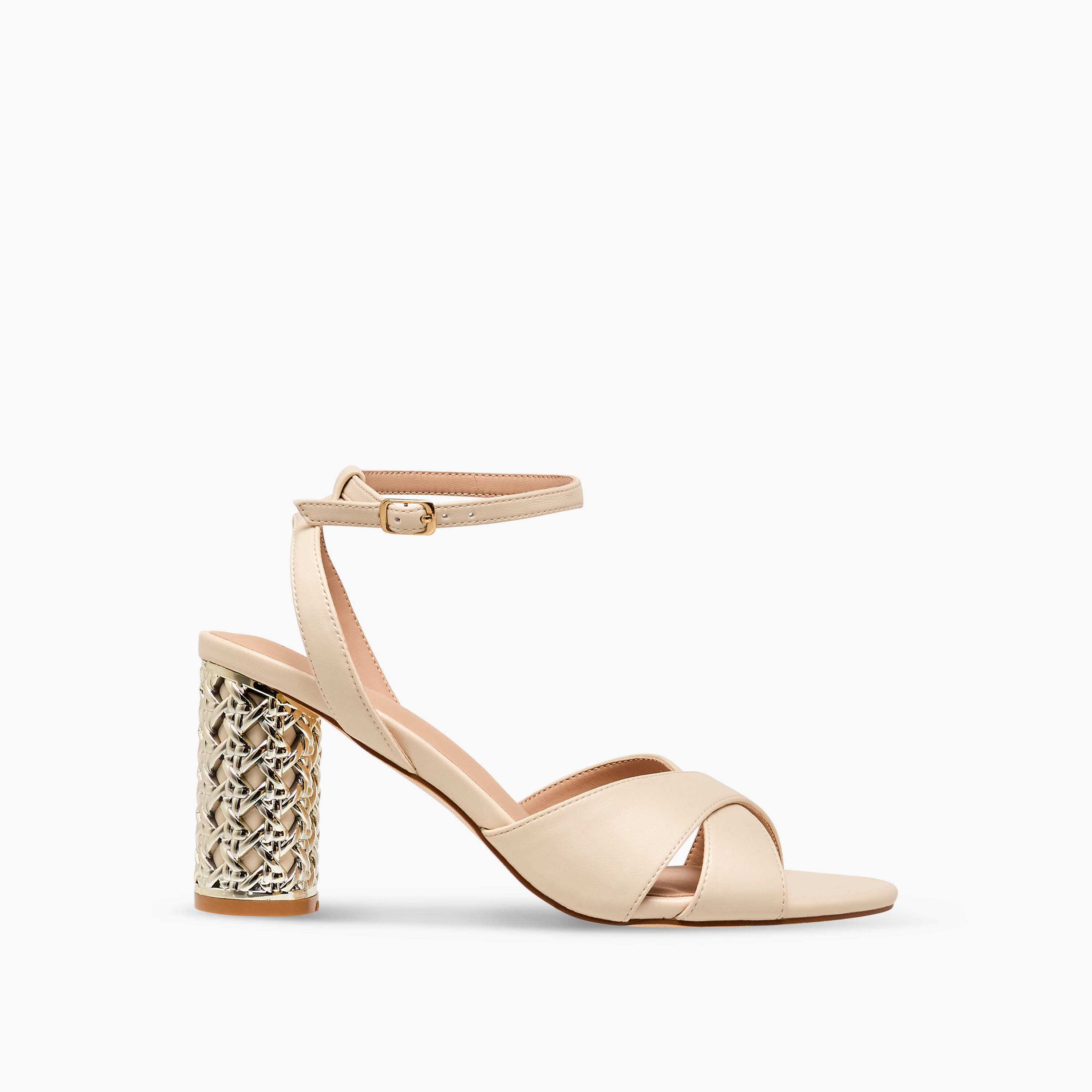 Flora Bella Cross Strap Metallic Block Heel Sandals with Buckle Closure-women-shoes-sandals-heeled-image-3