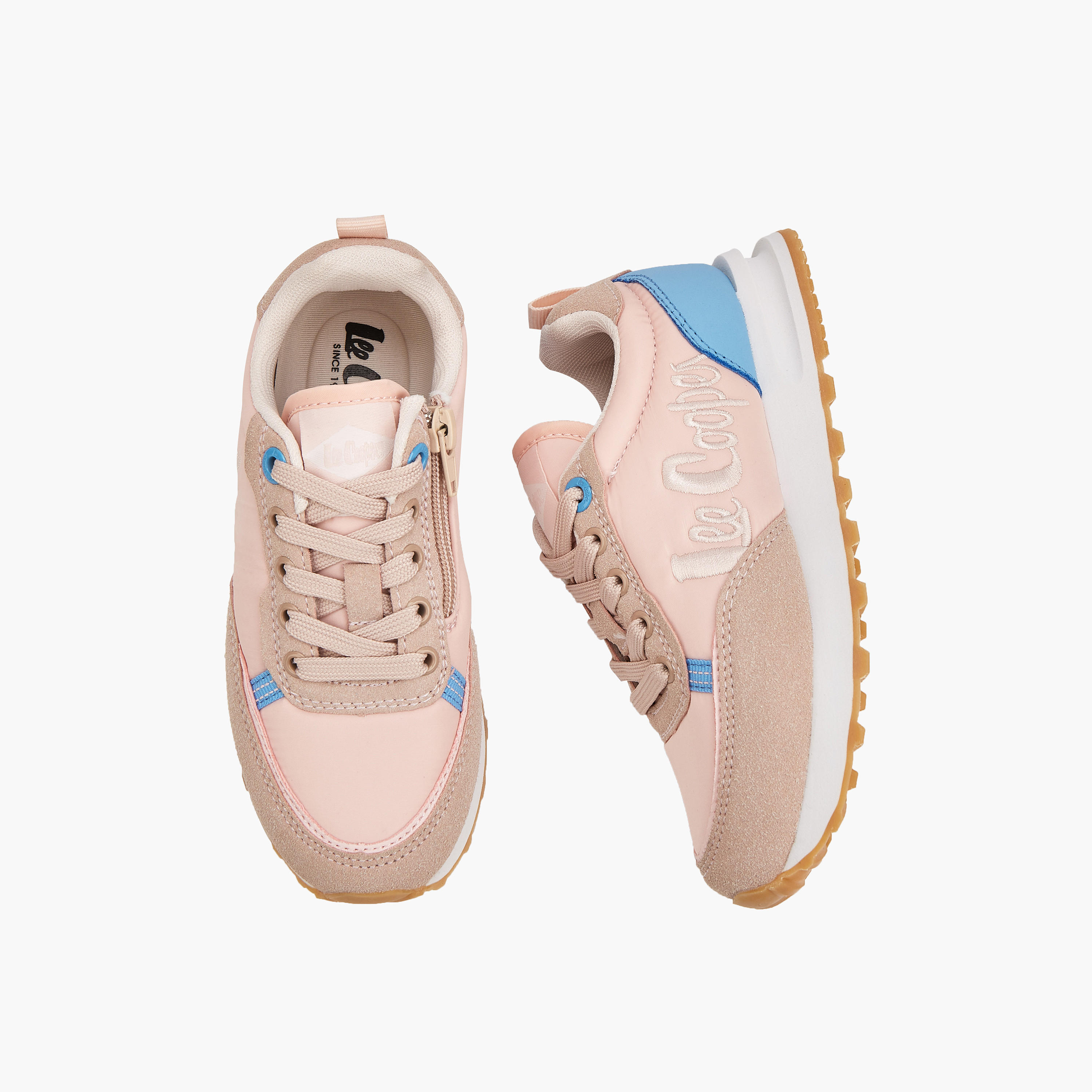 Lee Cooper Girls' Panelled Lace-Up Sneakers with Pull Tab-girls-shoes-sneakers-image-1