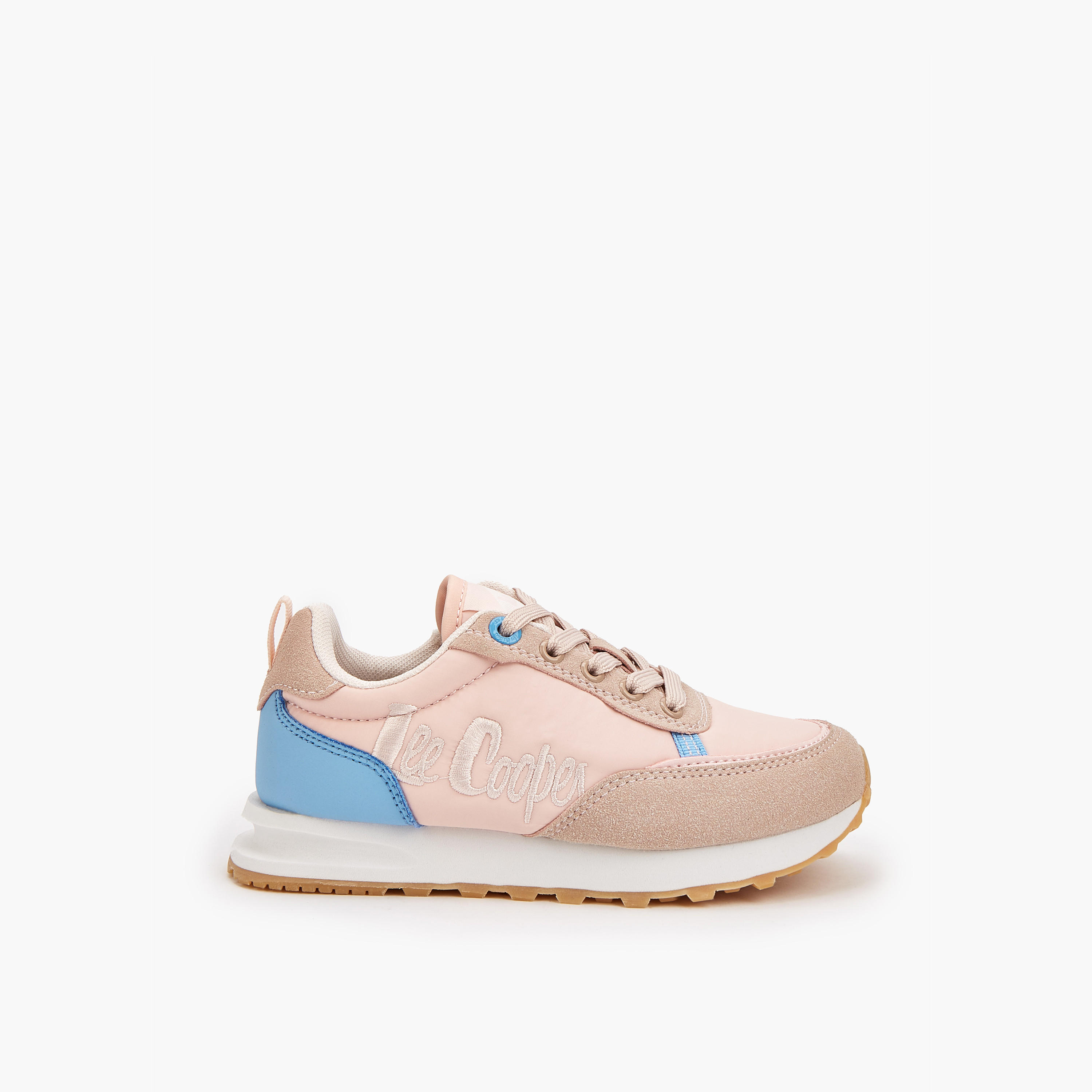 Lee Cooper Girls' Panelled Lace-Up Sneakers with Pull Tab-girls-shoes-sneakers-image-2