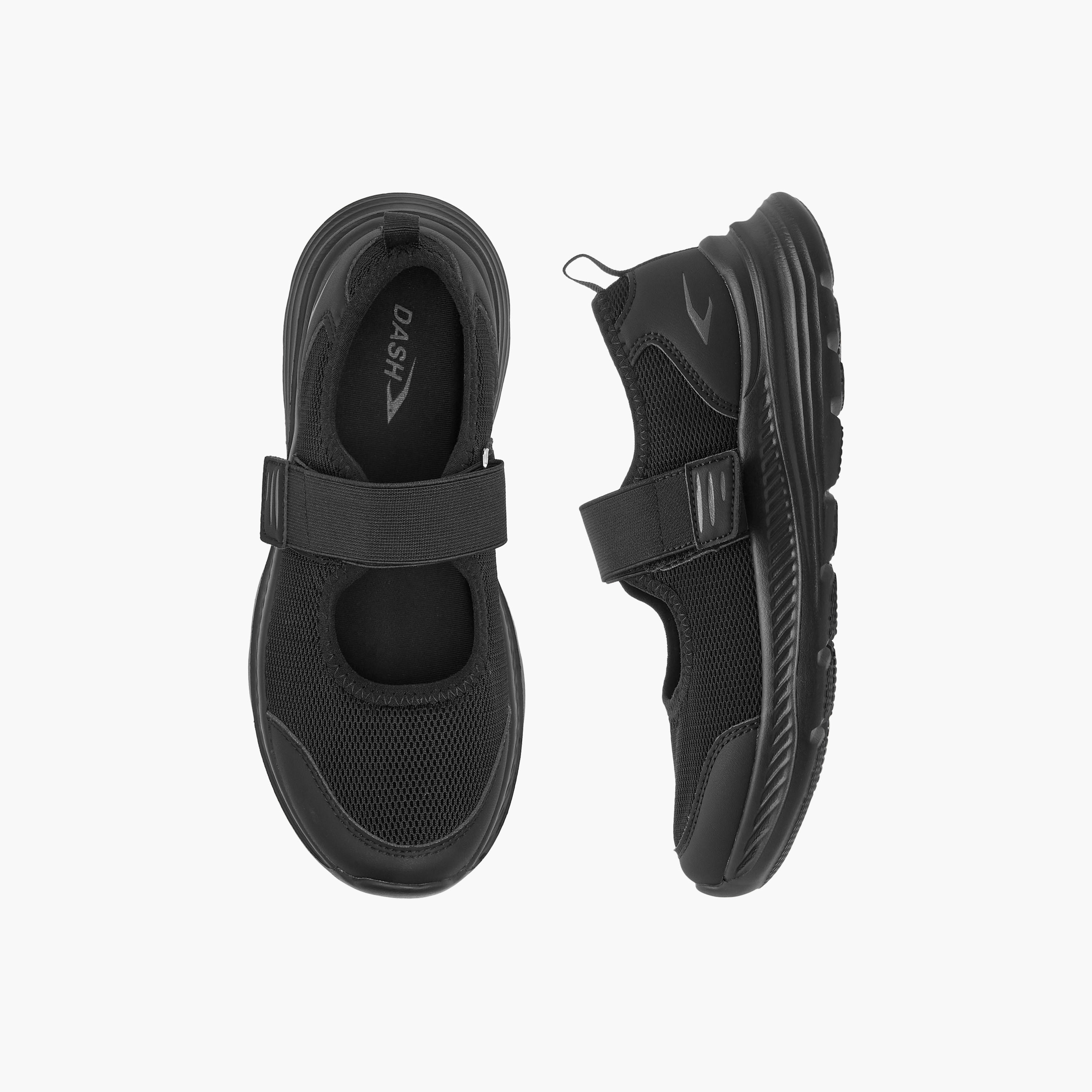 Dash Textured Mary Jane School Shoes with Hook and Loop Closure-girls-shoes-maryjanes-image-1