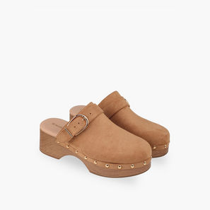 Surestep Women Buckle Detail Lightweight Block Heel Mules with Rivet Detailing-women-shoes-sandals-image-1