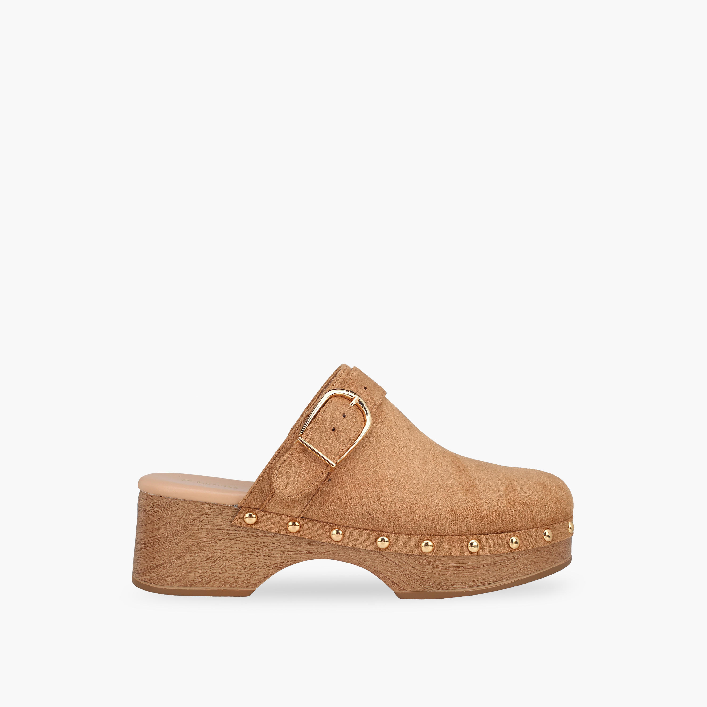 Surestep Women Buckle Detail Lightweight Block Heel Mules with Rivet Detailing-women-shoes-sandals-heeled-image-2