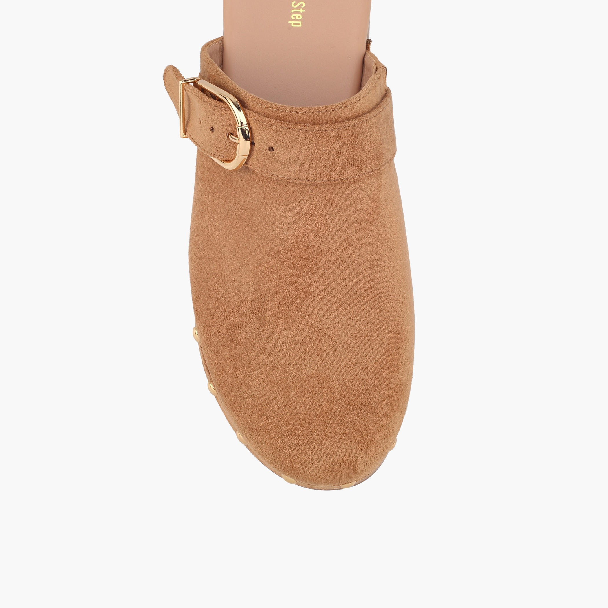 Surestep Women Buckle Detail Lightweight Block Heel Mules with Rivet Detailing-women-shoes-sandals-heeled-image-4
