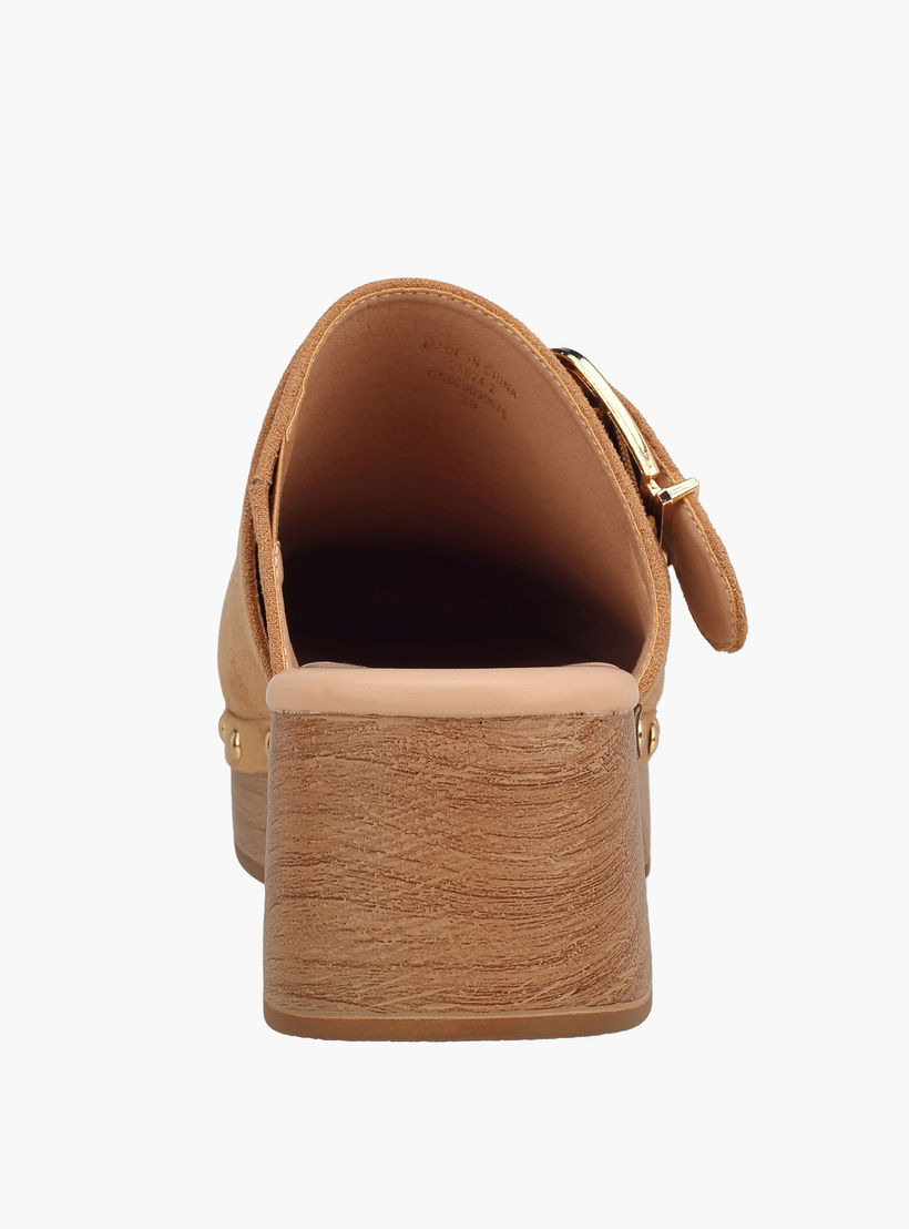 Surestep Women Buckle Detail Lightweight Block Heel Mules with Rivet Detailing-women-shoes-sandals-heeled-image-5