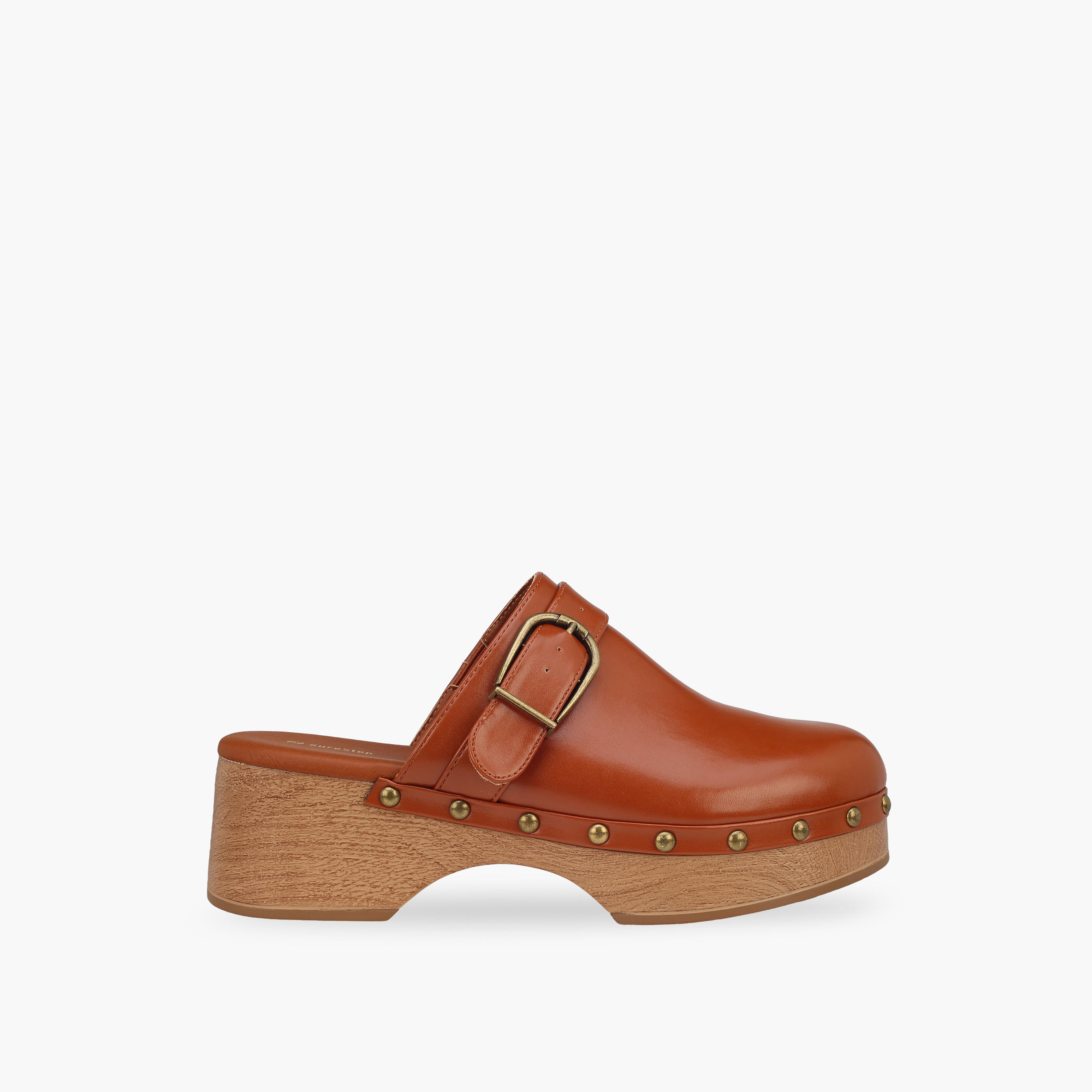 Surestep Women Buckle Detail Lightweight Block Heel Mules with Rivet Detailing-women-shoes-sandals-heeled-image-3