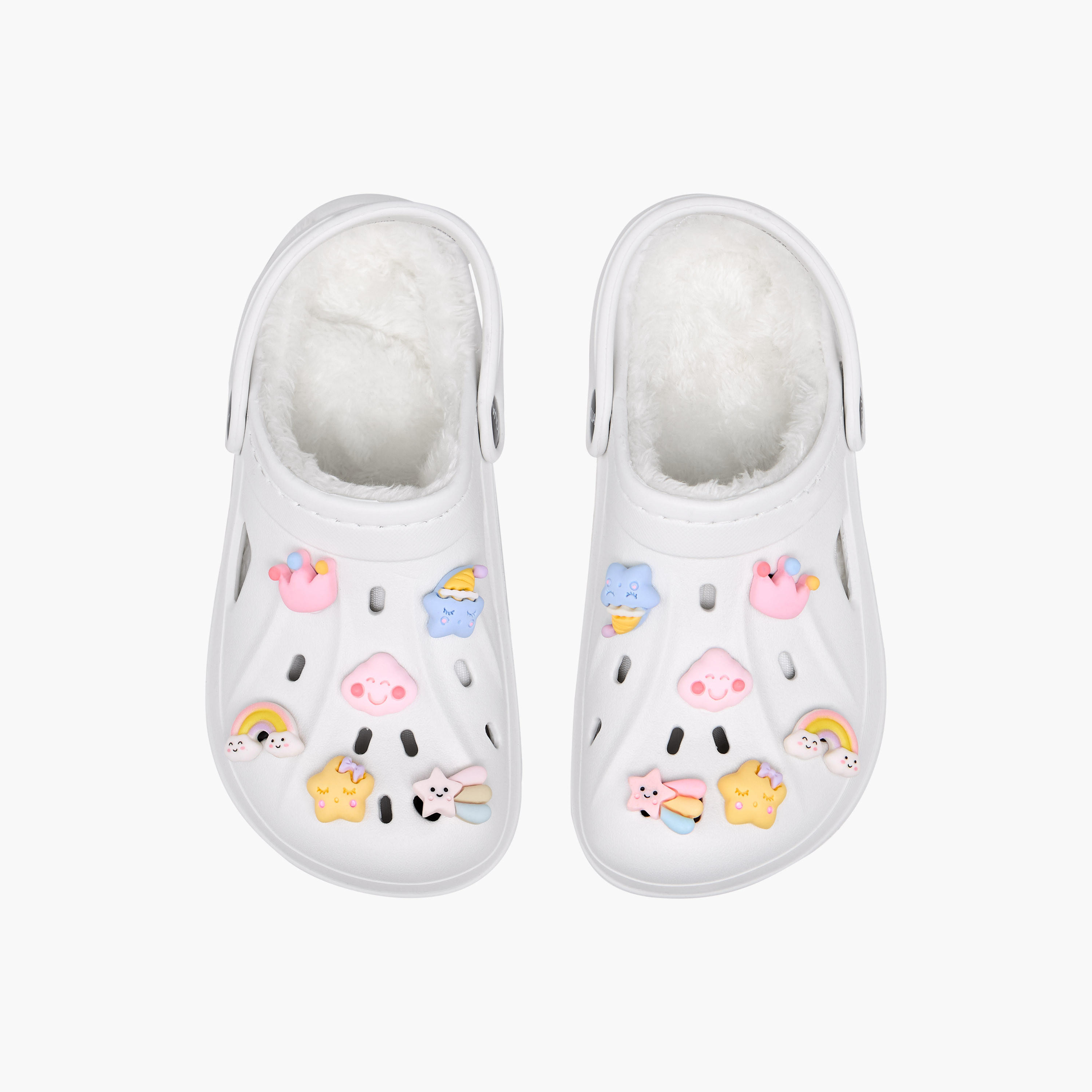 Aqua Jibbitz Charm Fur Detail Clogs with Backstrap-girls-shoes-sandals-image-1